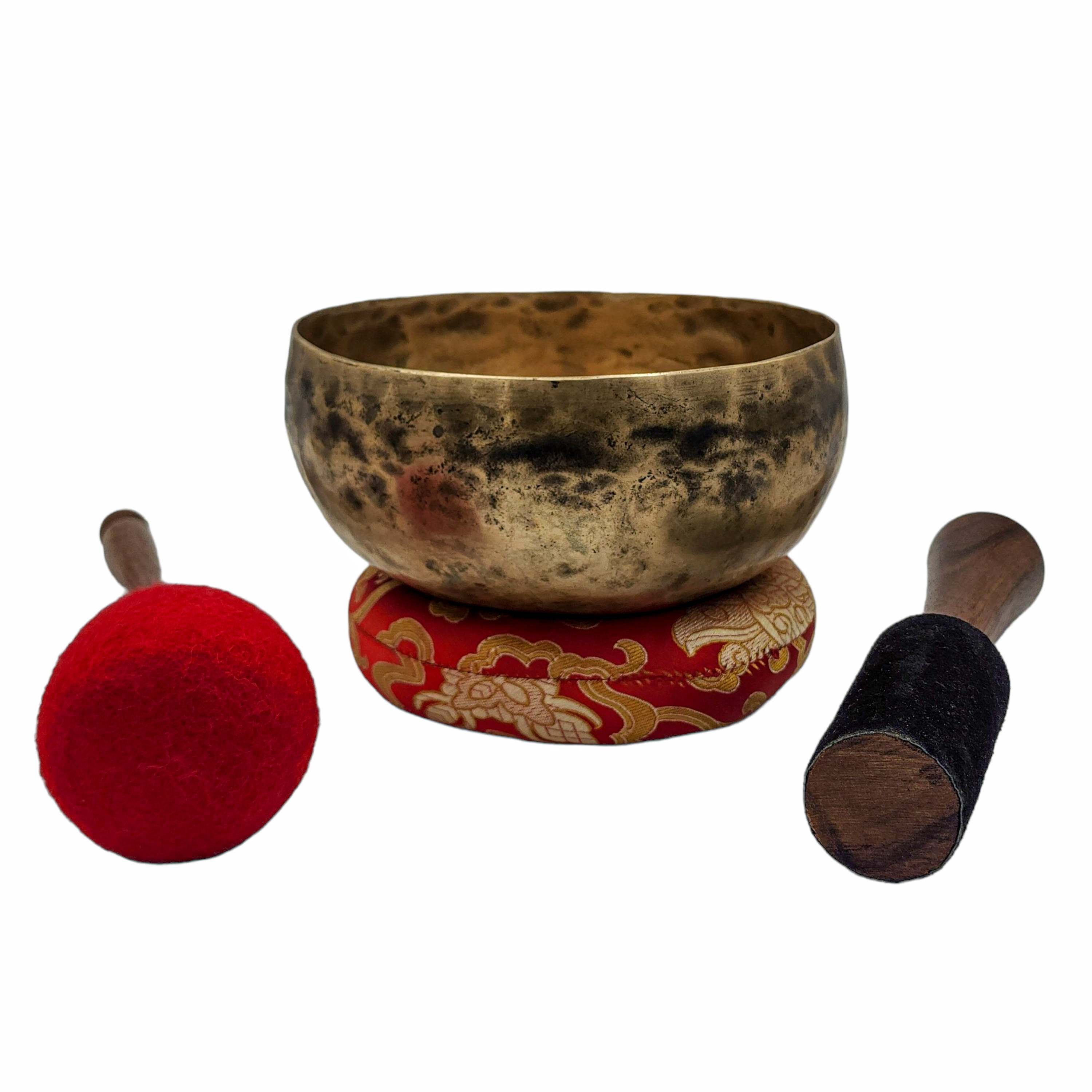 Kopre Singing Bowl, Buddhist Hand Beaten, Antique Finishing, select Accessories
