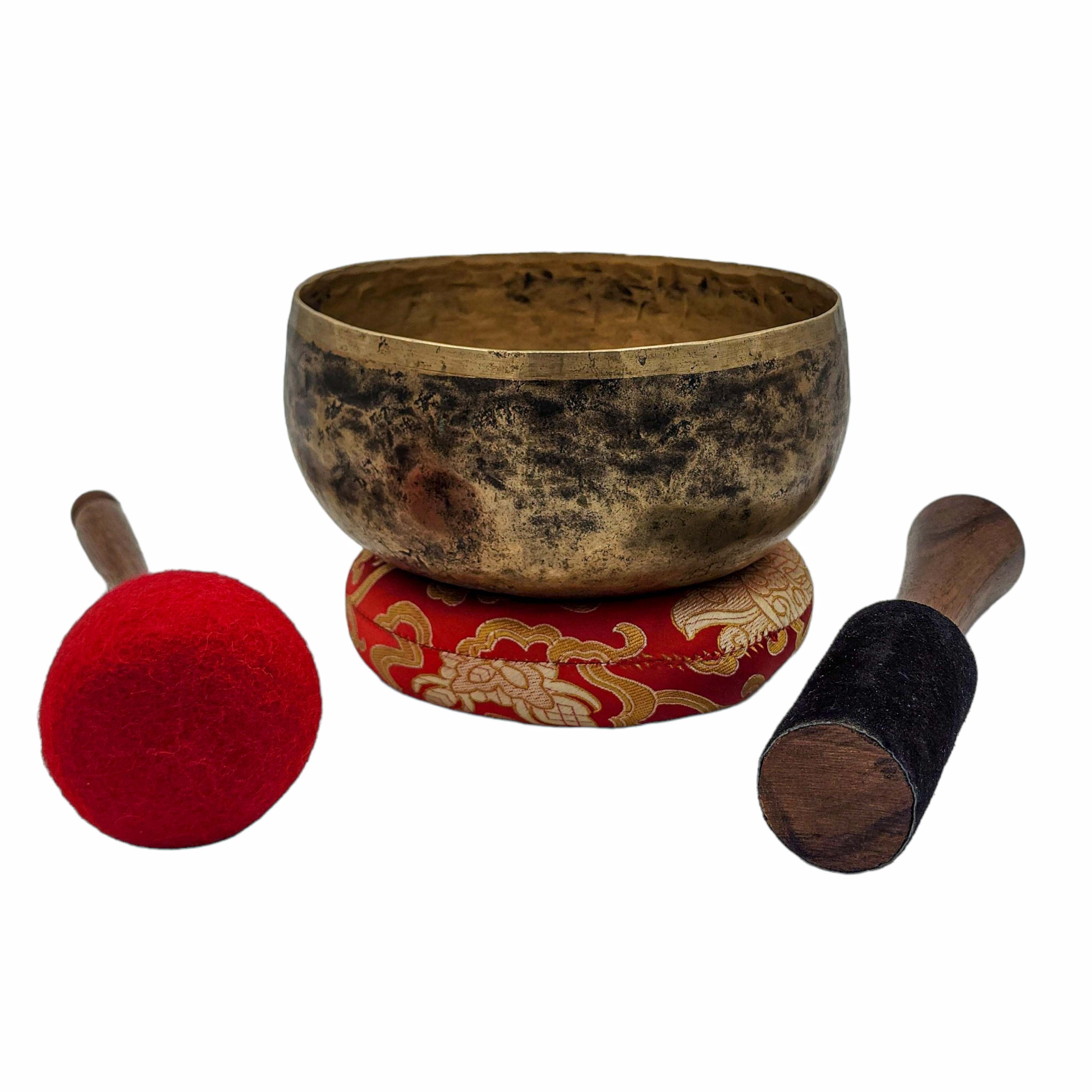 Kopre Singing Bowl, Buddhist Hand Beaten, Antique Finishing, select Accessories