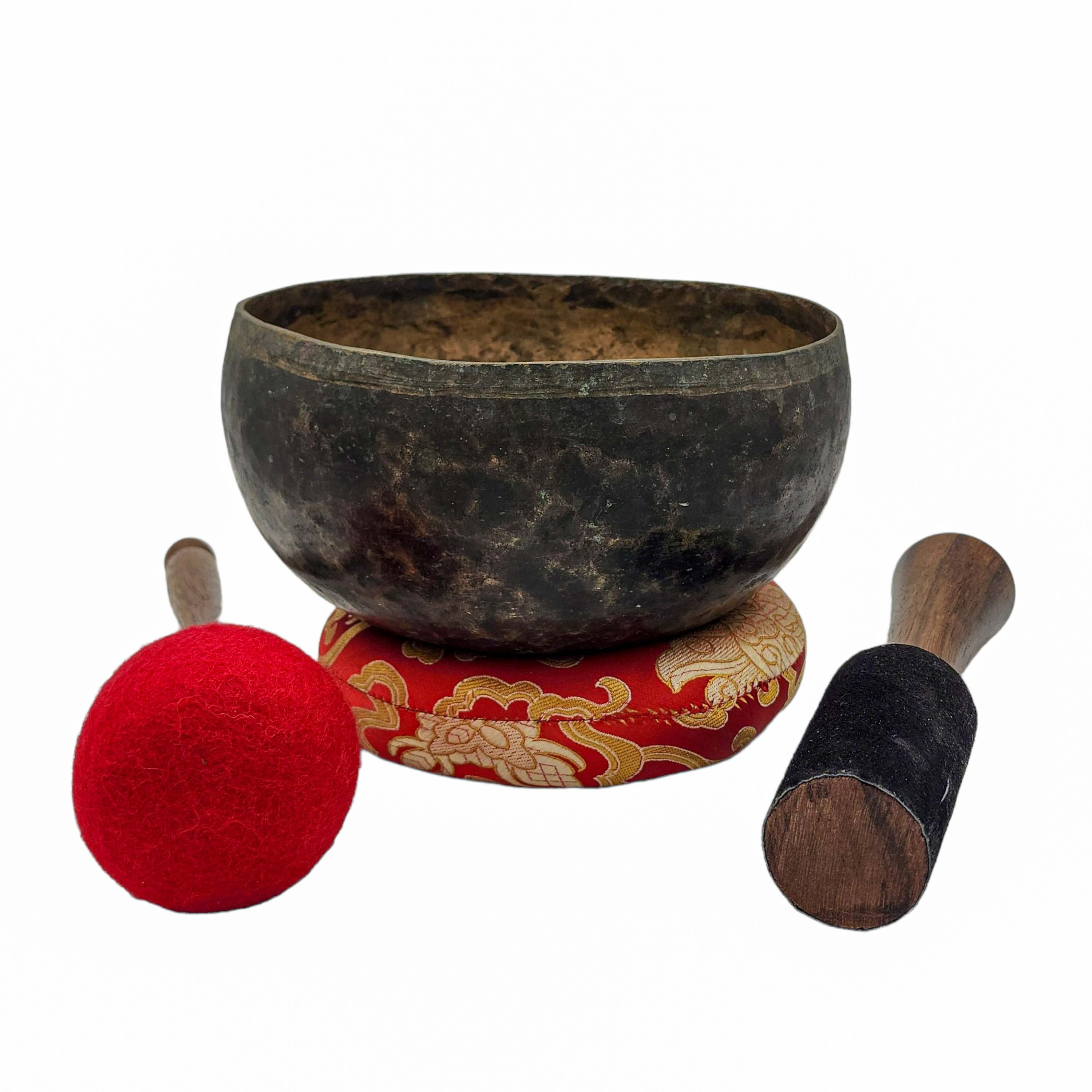 Kopre Singing Bowl, Buddhist Hand Beaten, Antique Finishing, select Accessories