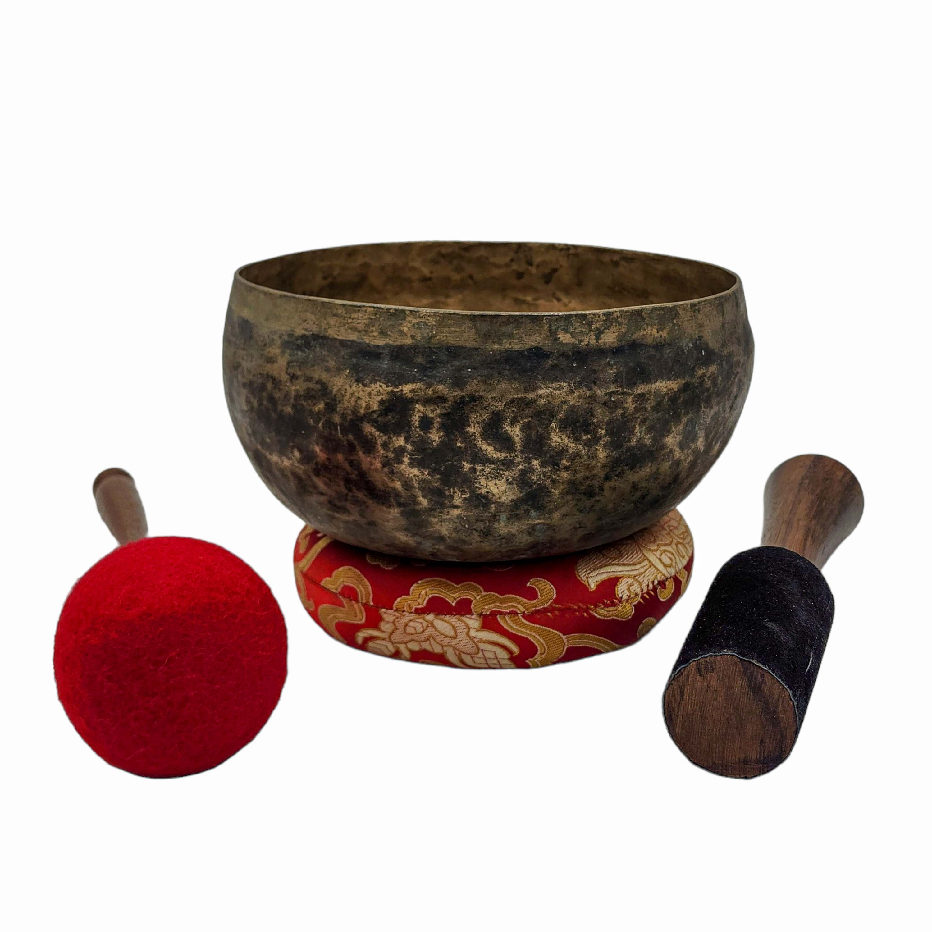 Kopre Singing Bowl, Buddhist Hand Beaten, Antique Finishing, select Accessories