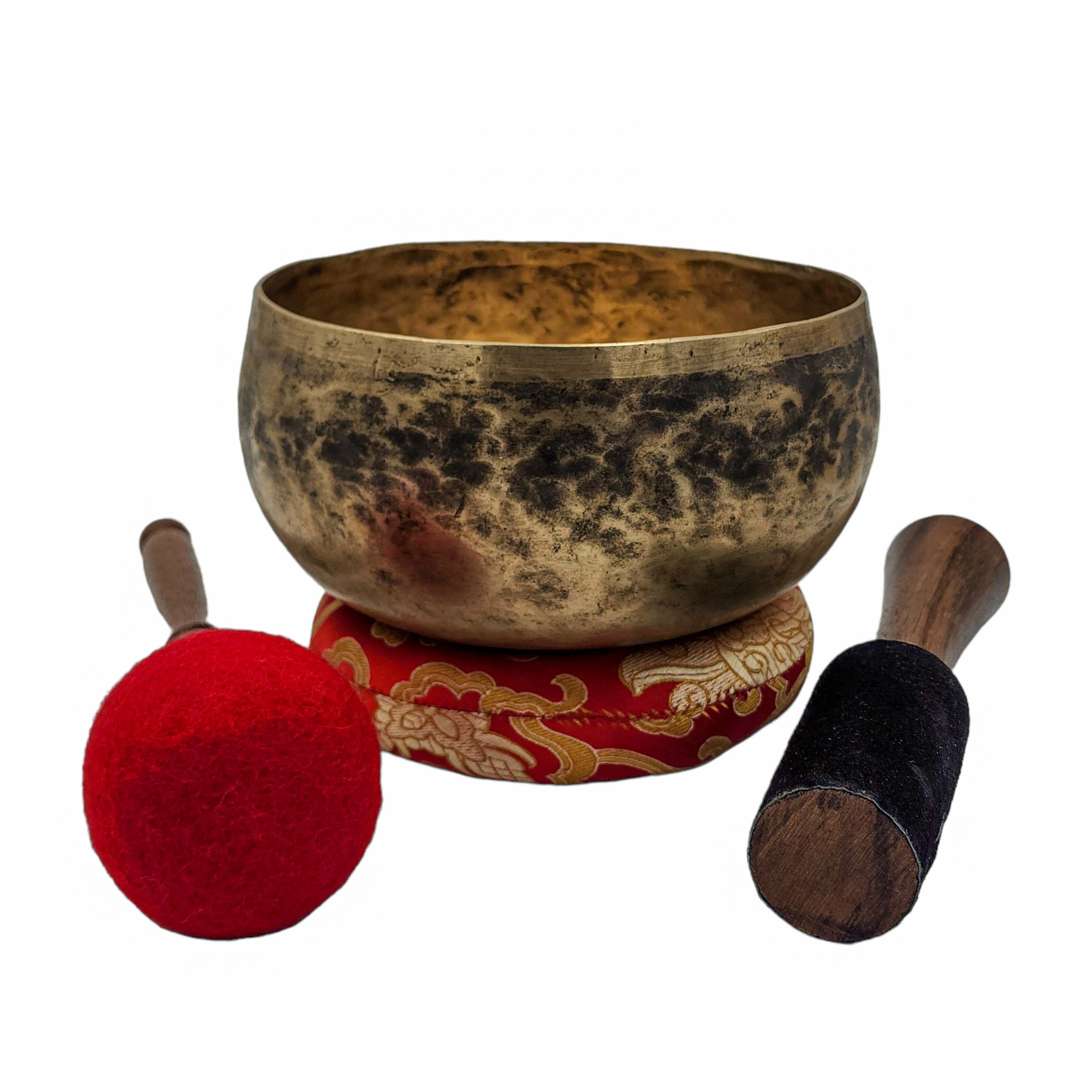 Kopre Singing Bowl, Buddhist Hand Beaten, Antique Finishing, select Accessories