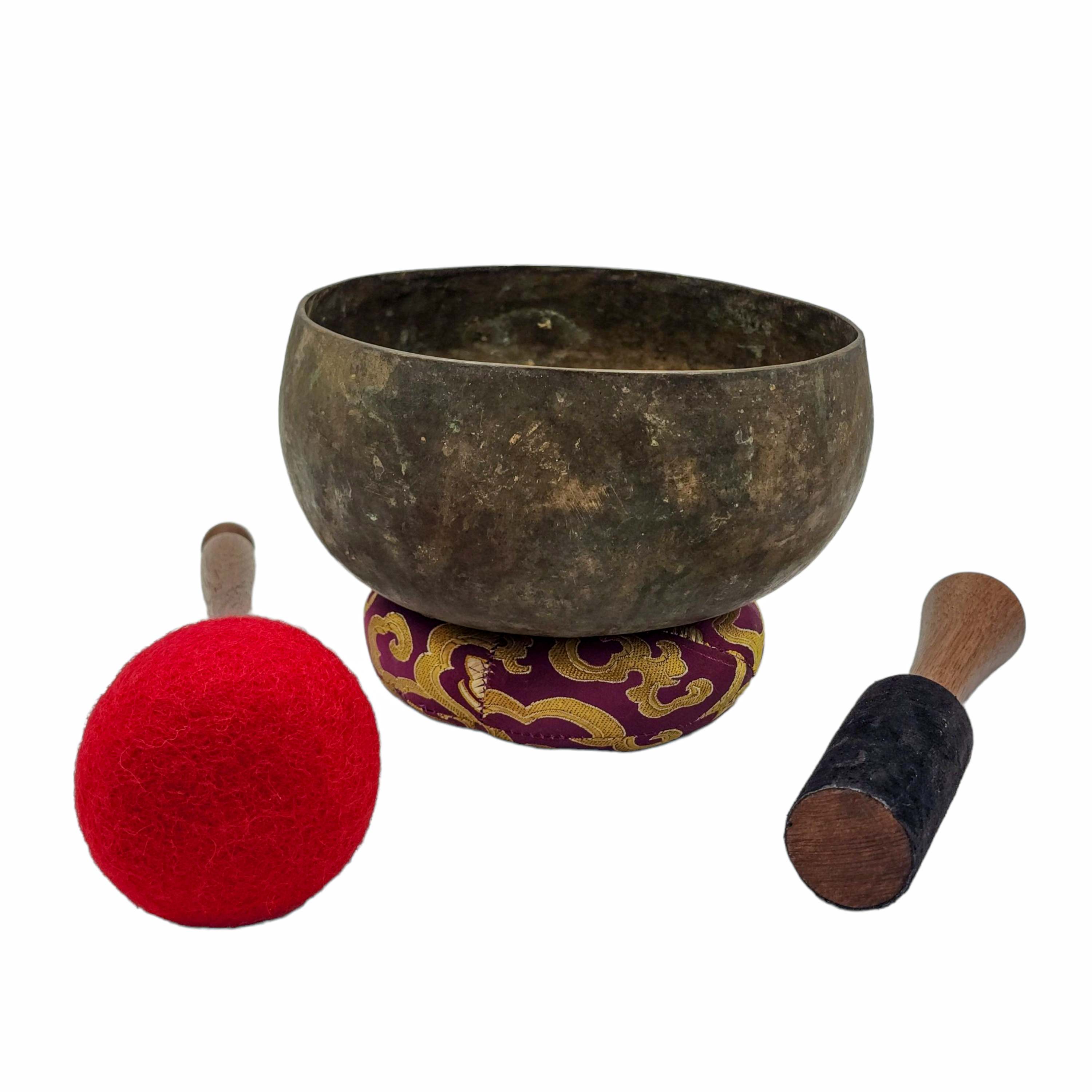 Kopre Singing Bowl, Buddhist Hand Beaten, Antique Finishing, select Accessories