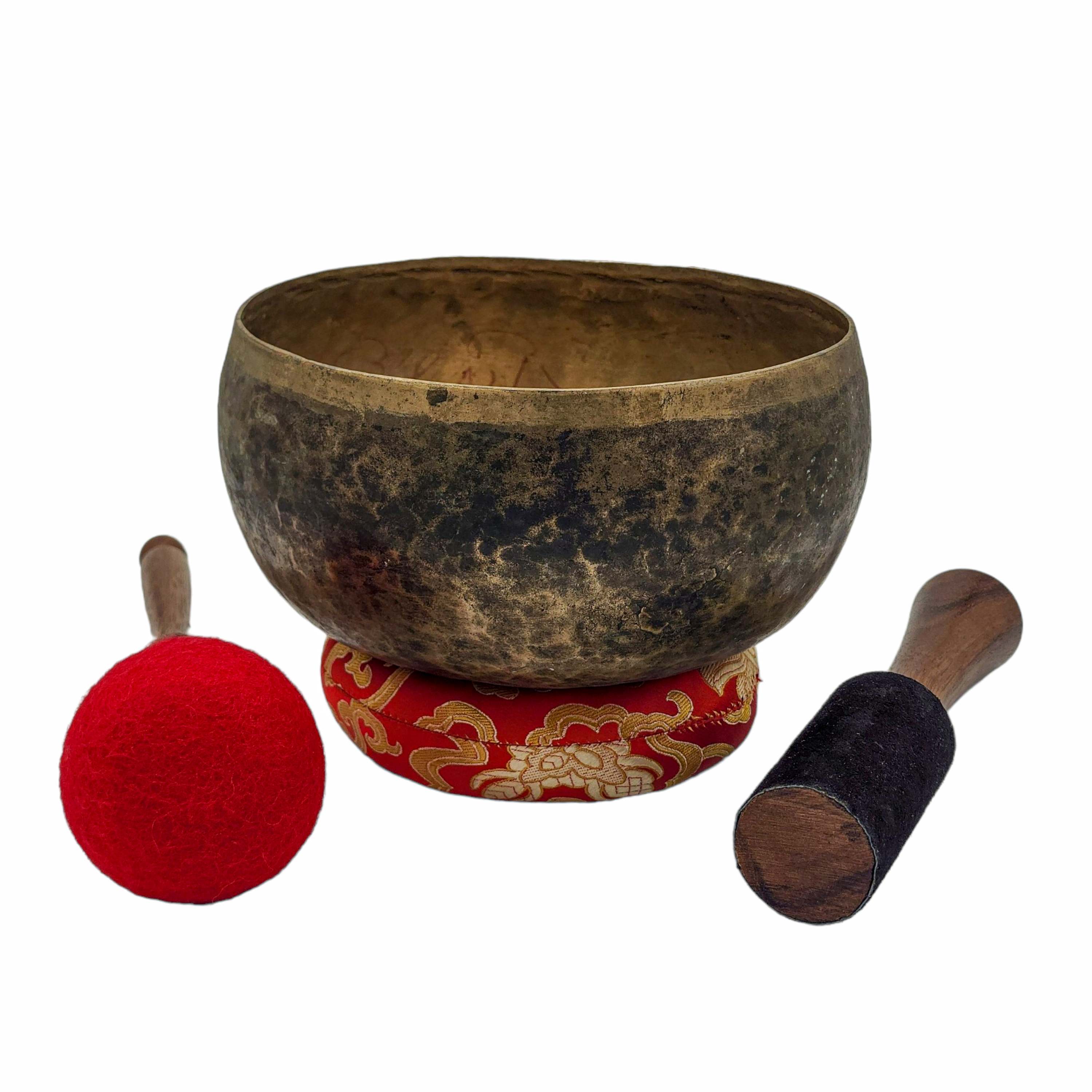 Kopre Singing Bowl, Buddhist Hand Beaten, Antique Finishing, select Accessories