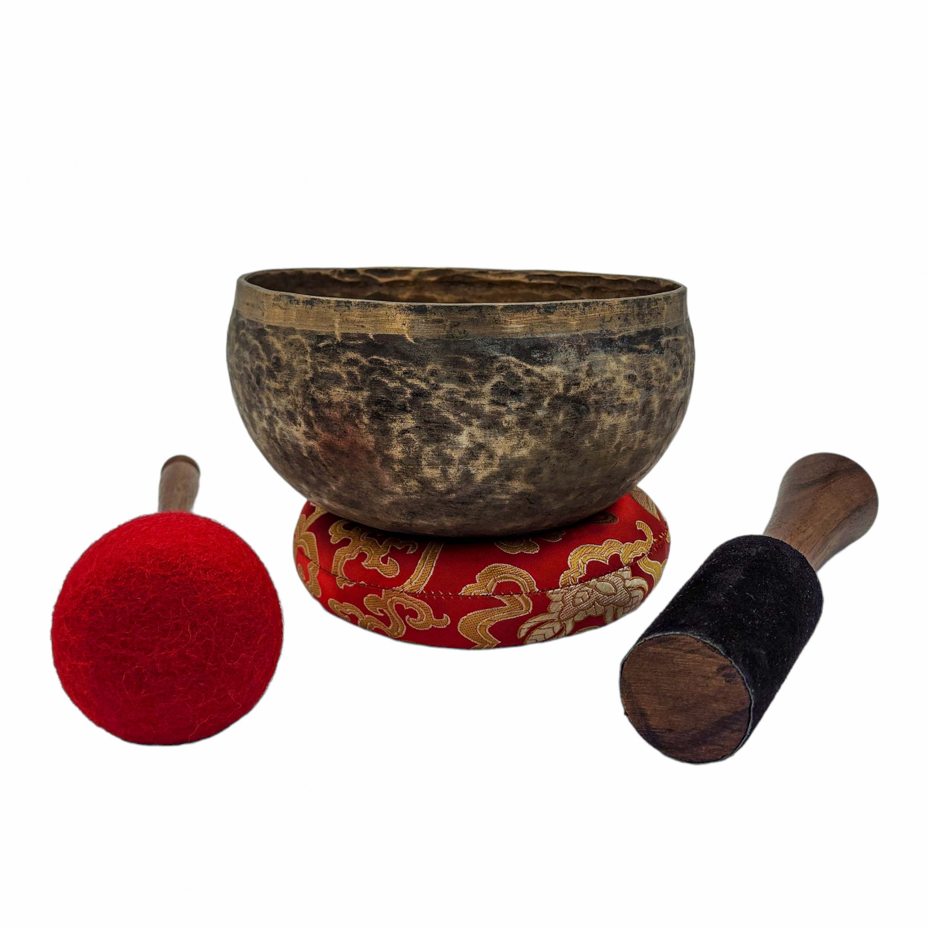 Kopre Singing Bowl, Buddhist Hand Beaten, Antique Finishing, select Accessories