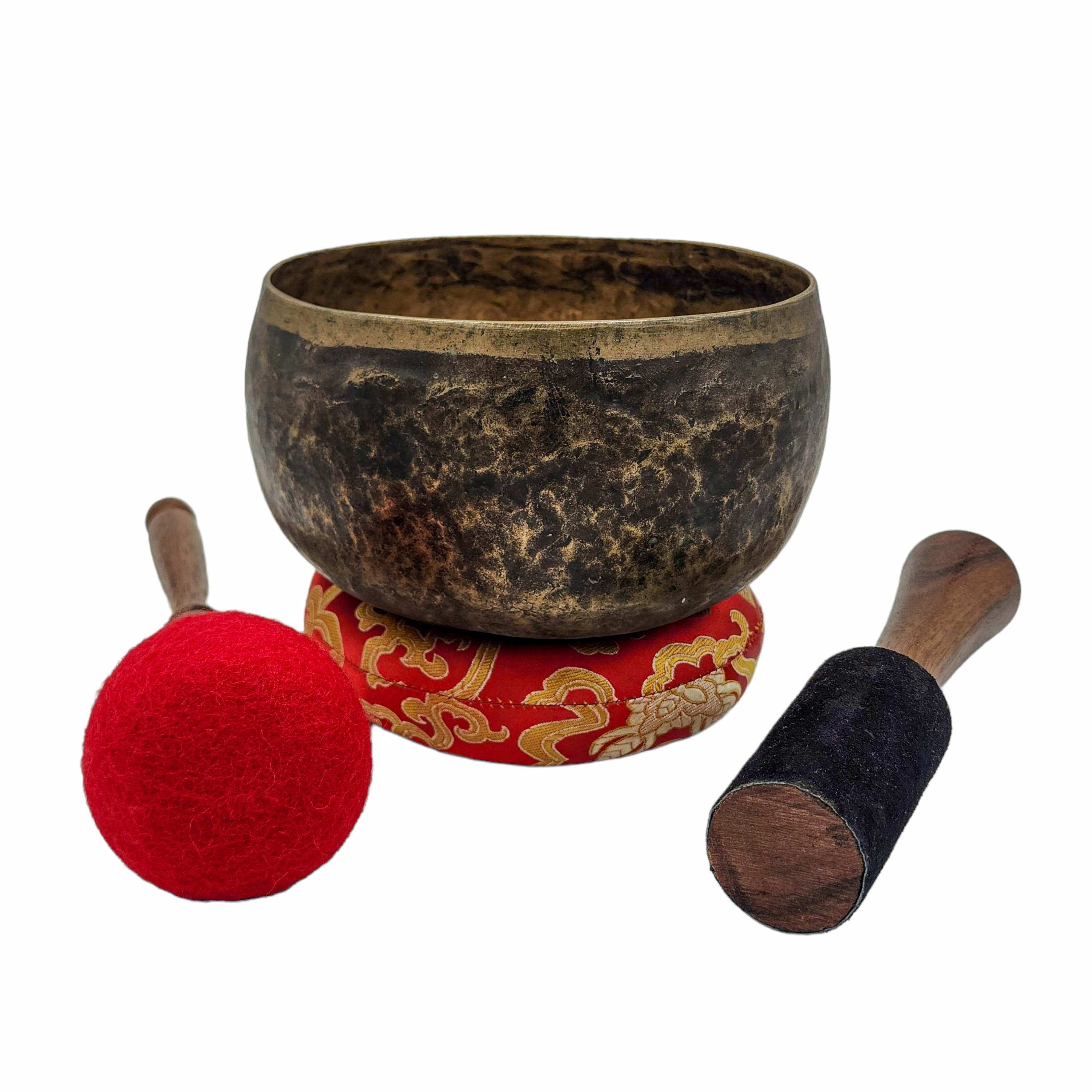 Kopre Singing Bowl, Buddhist Hand Beaten, Antique Finishing, select Accessories