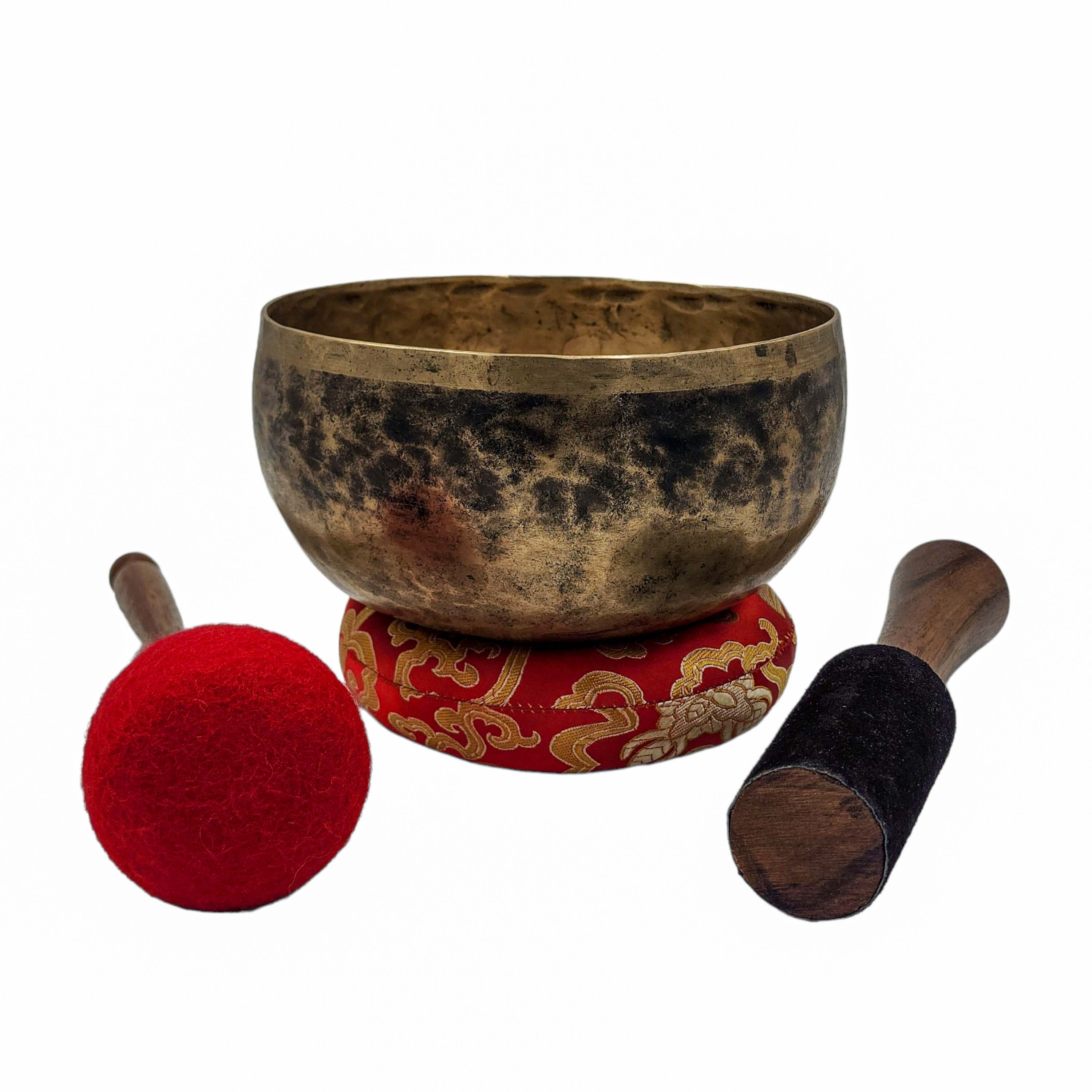 Kopre Singing Bowl, Buddhist Hand Beaten, Antique Finishing, select Accessories