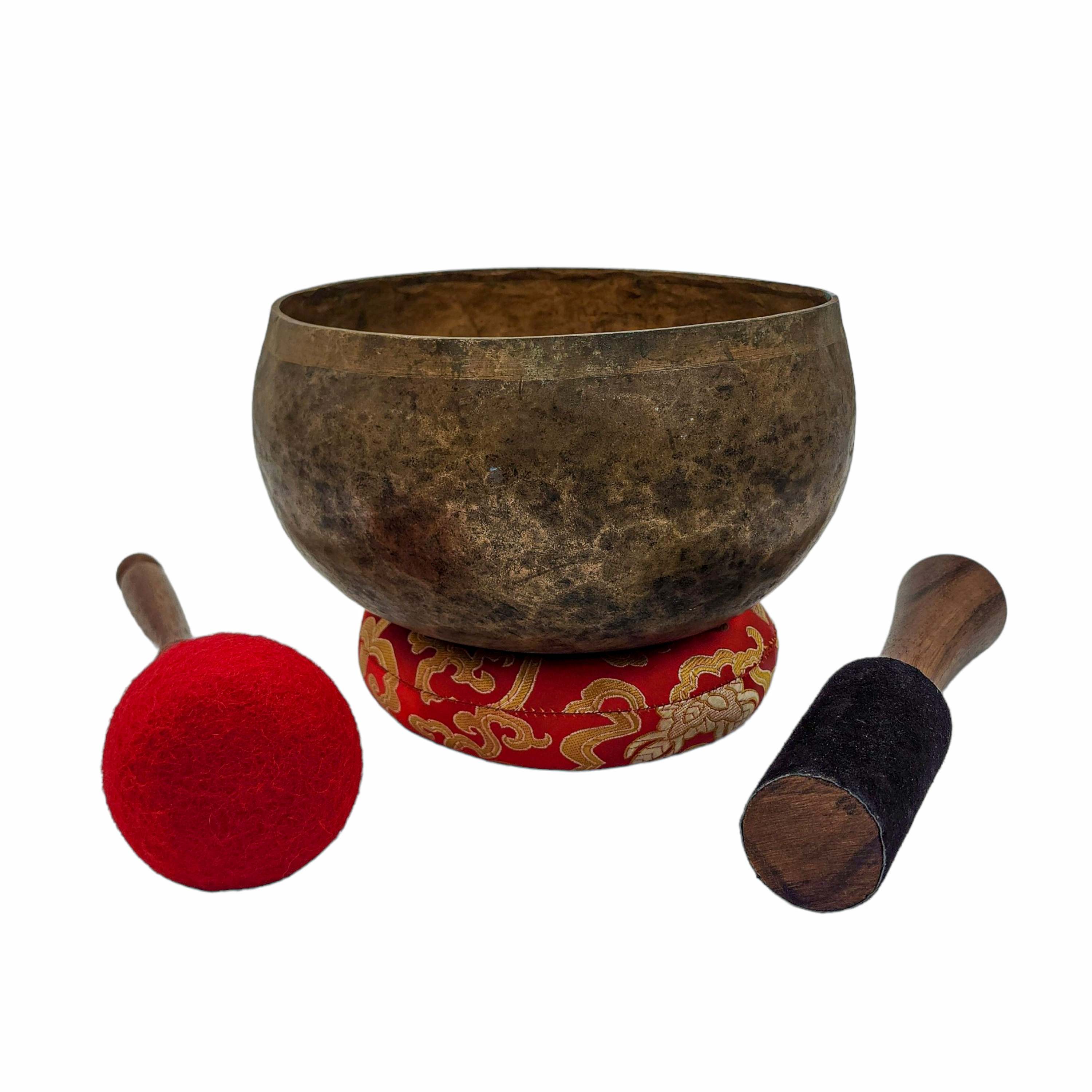 Kopre Singing Bowl, Buddhist Hand Beaten, Antique Finishing, select Accessories