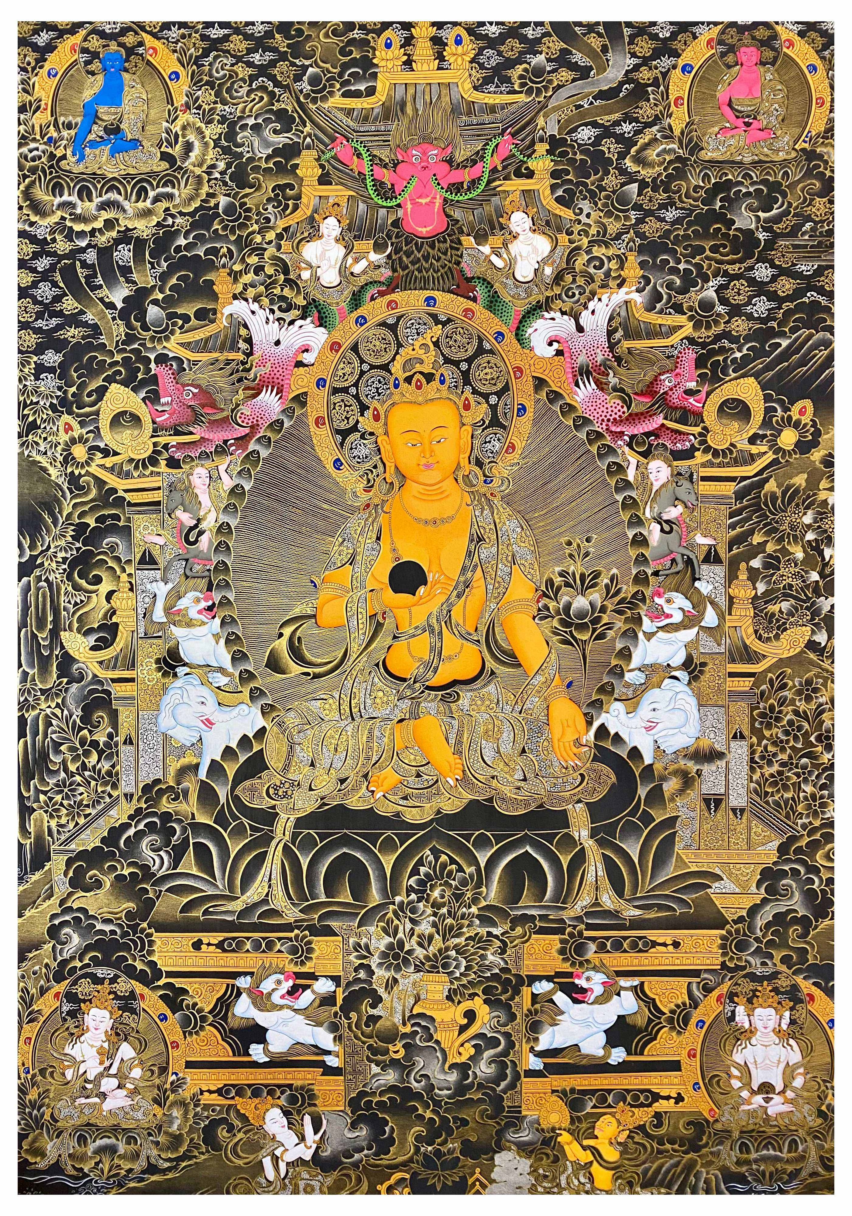 Ksitigarbha Thangka, Tibetan Buddhist Art, Hand Painted, <span Style=