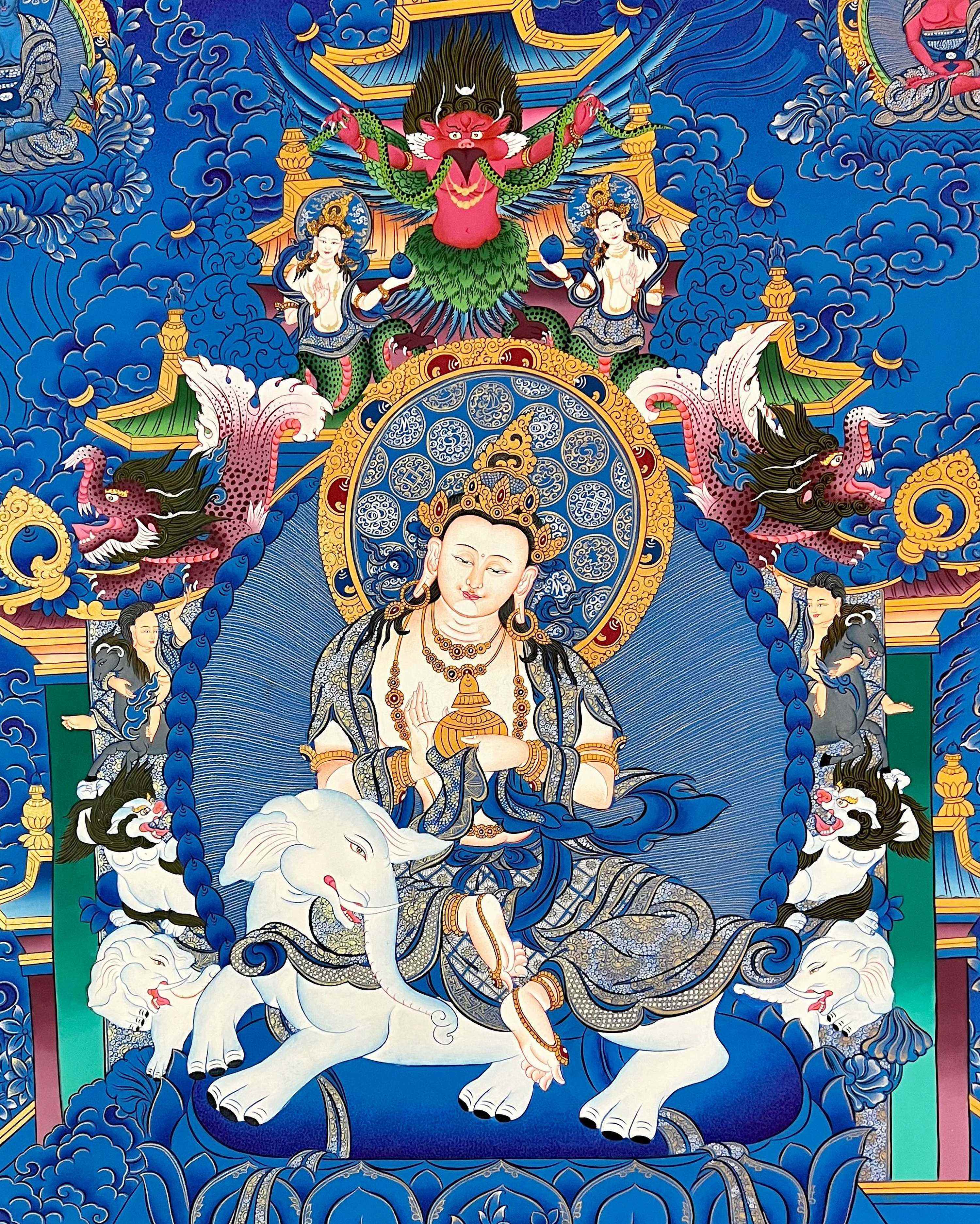 Bodhisattva Thangka, Tibetan Buddhist Art, Hand Painted, real Gold
