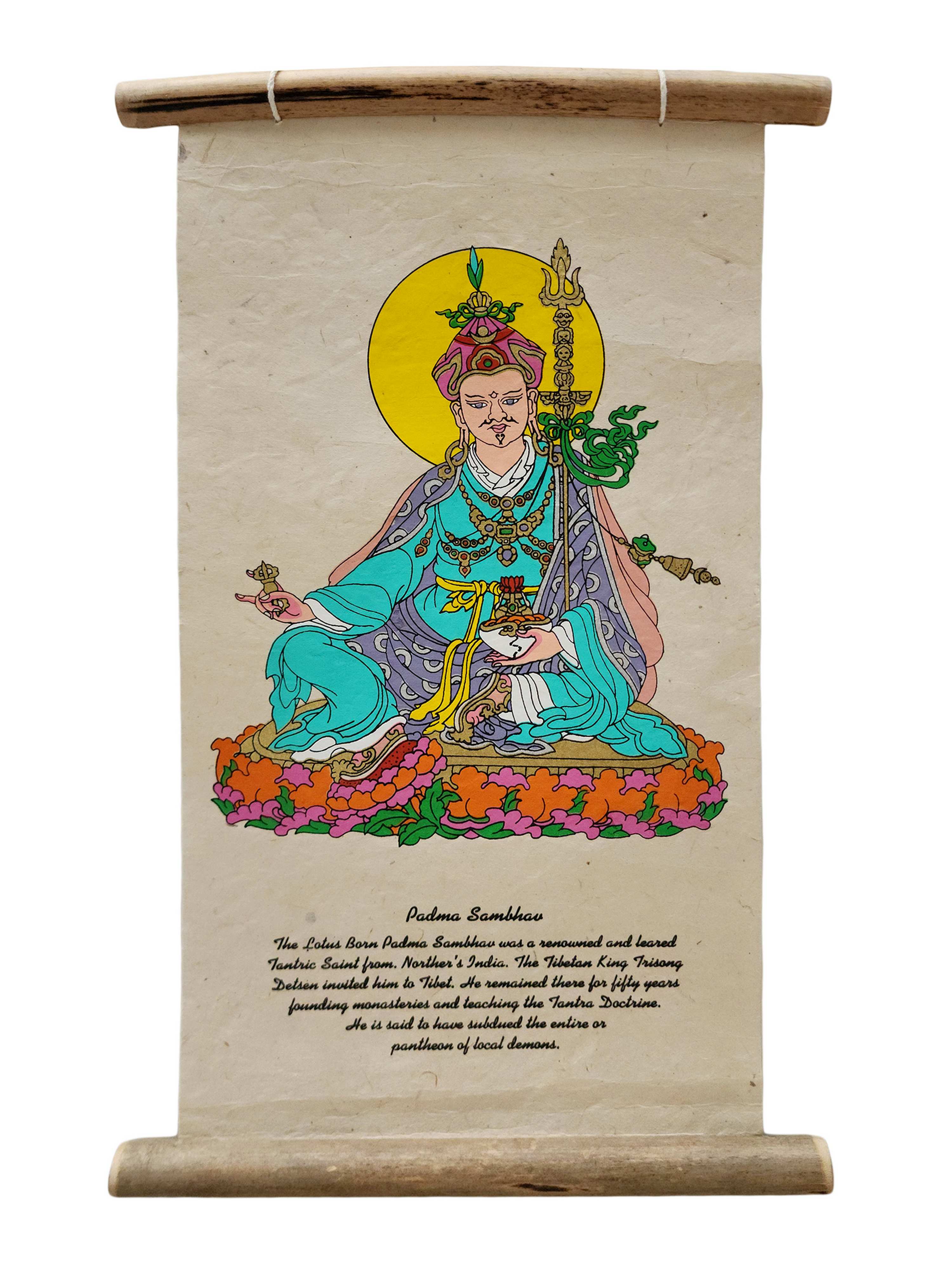 Padmasambhava, Buddhist Scroll, Made In Lokta Paper, <span Style=