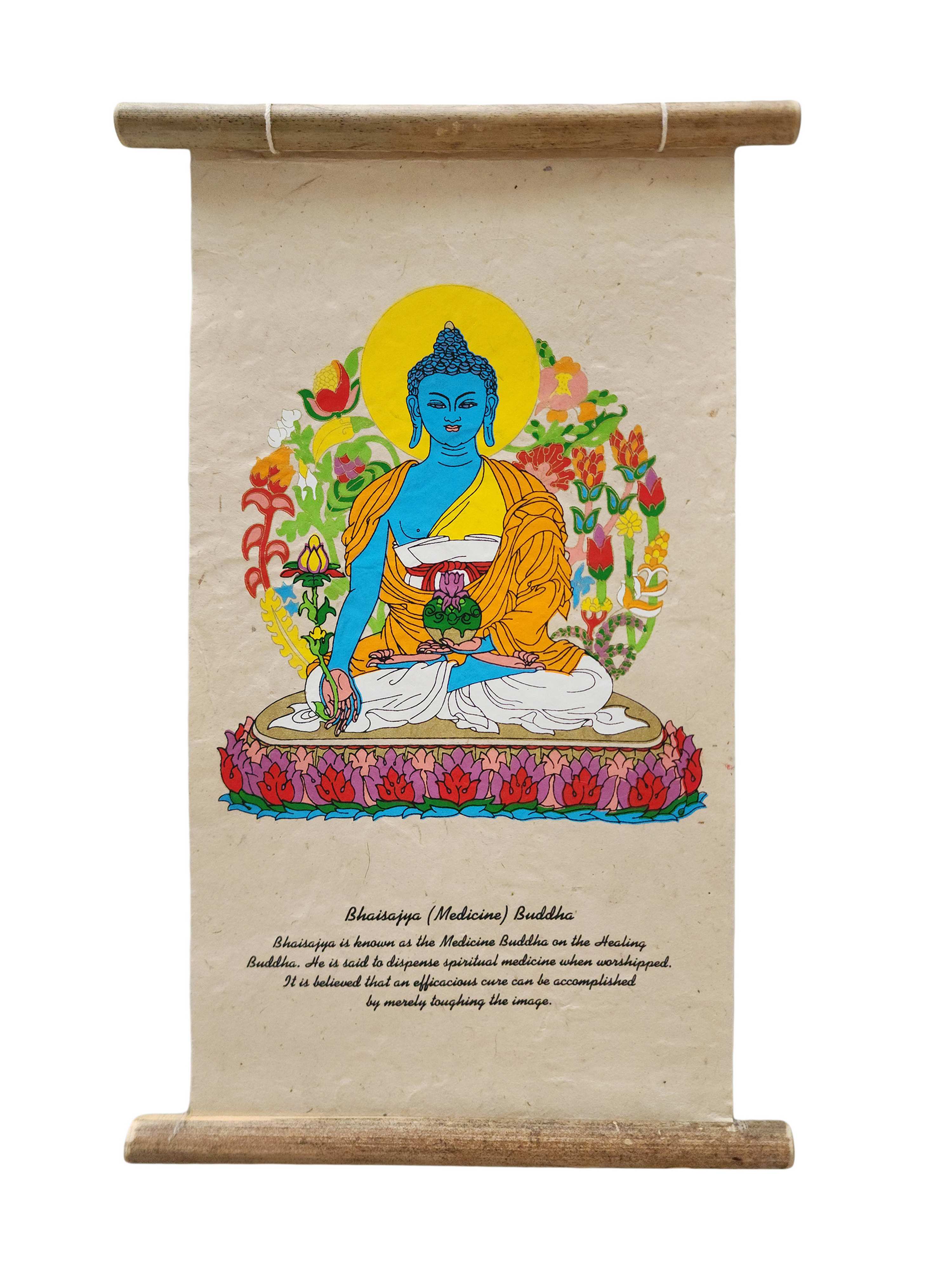 Medicine Buddha, Buddhist Scroll, Made In Lokta Paper, <span Style=