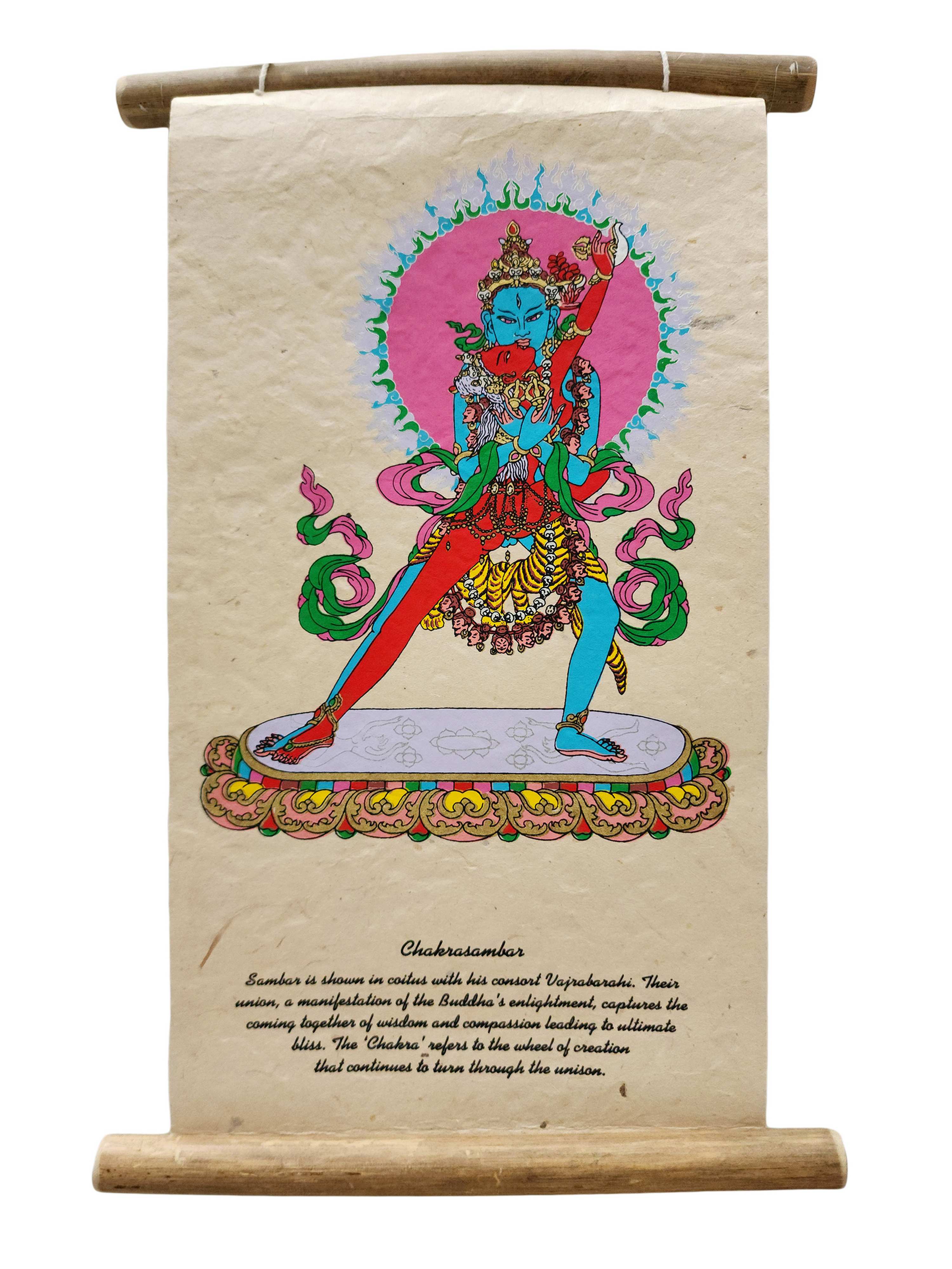 Chakrasamvara, Buddhist Scroll, Made In Lokta Paper, <span Style=