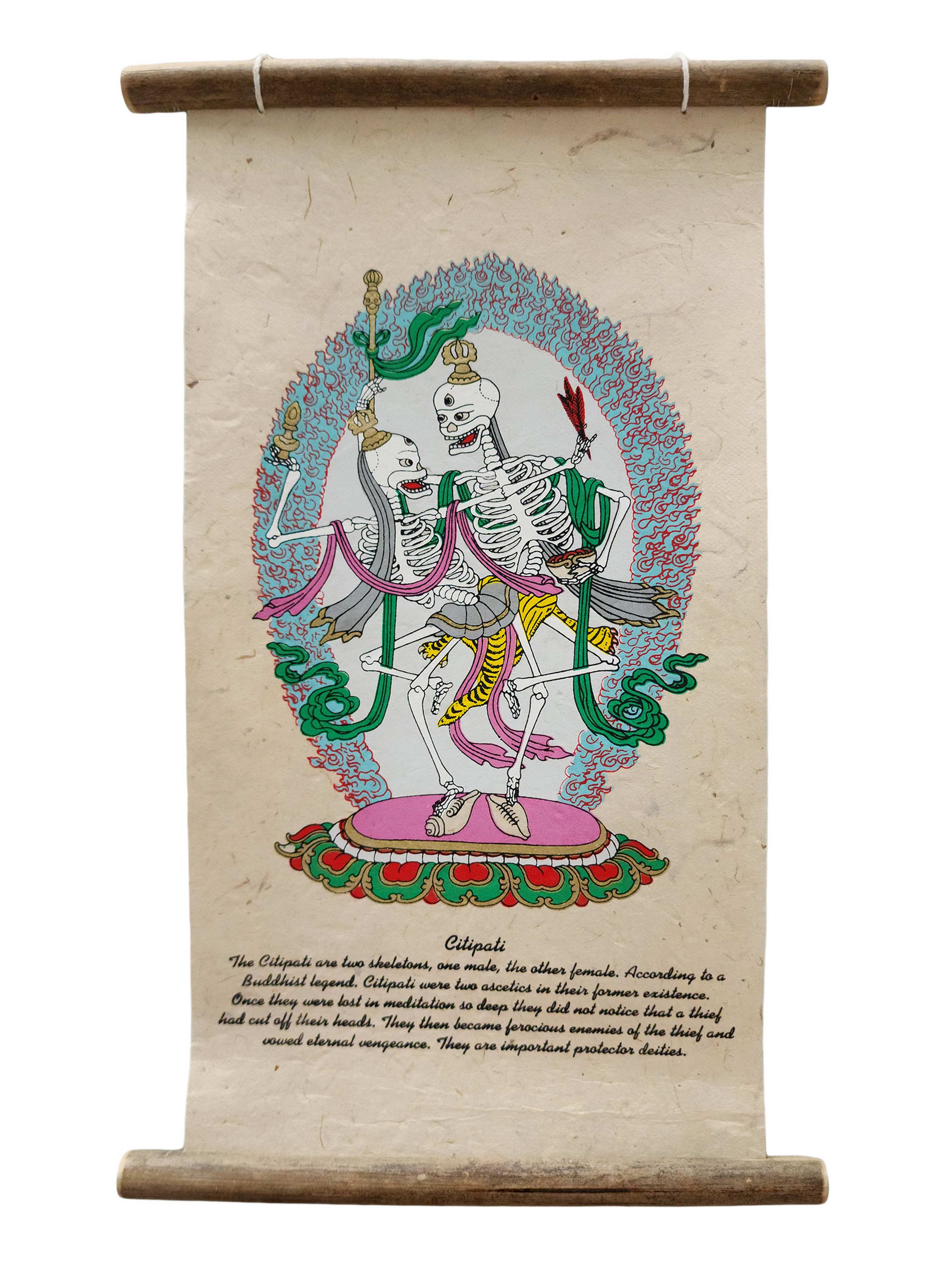 Citipati, Buddhist Scroll, Made In Lokta Paper, <span Style=