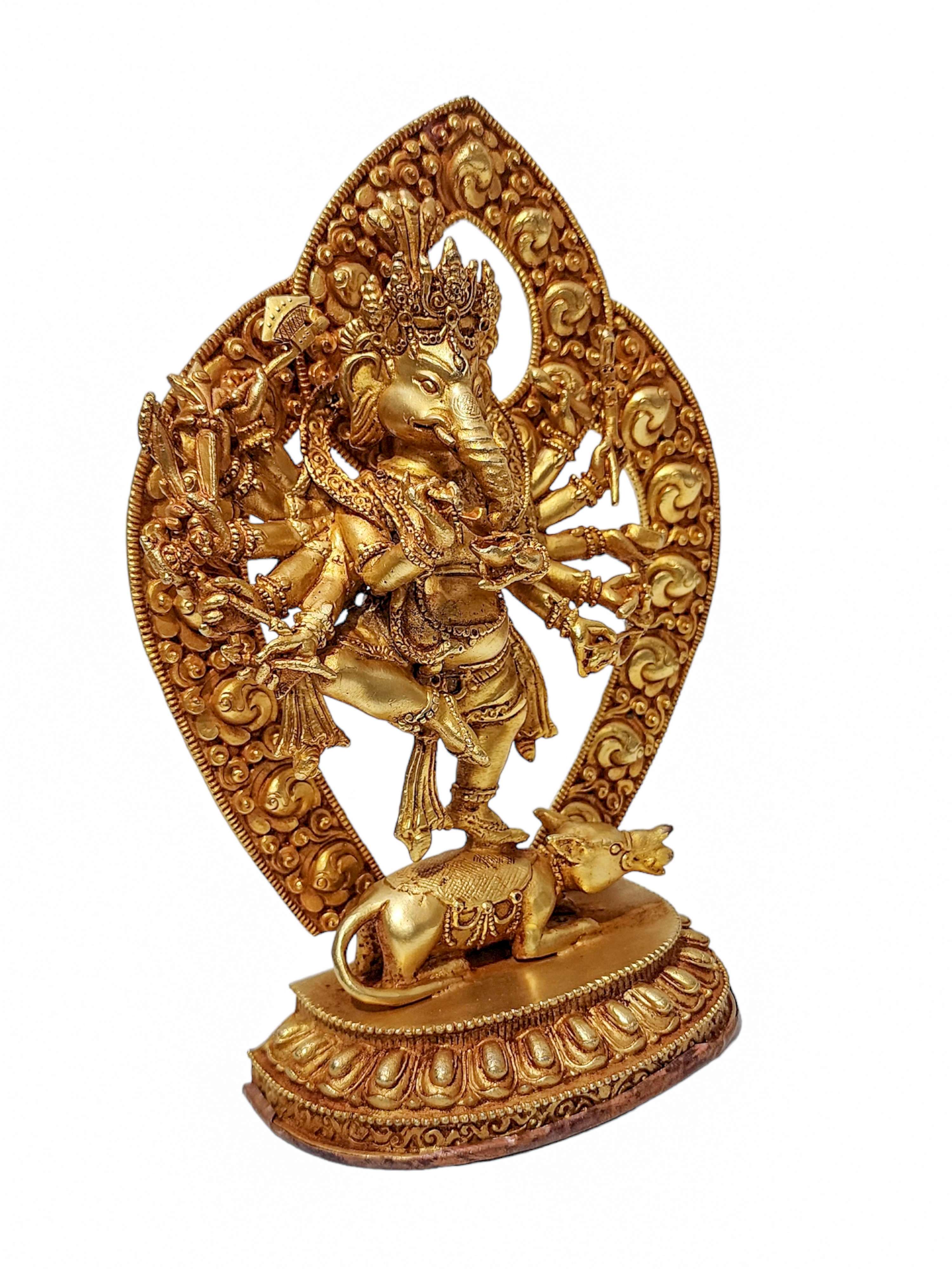 ganesh, Buddhist Statue, gold Plated And ceramic Molding