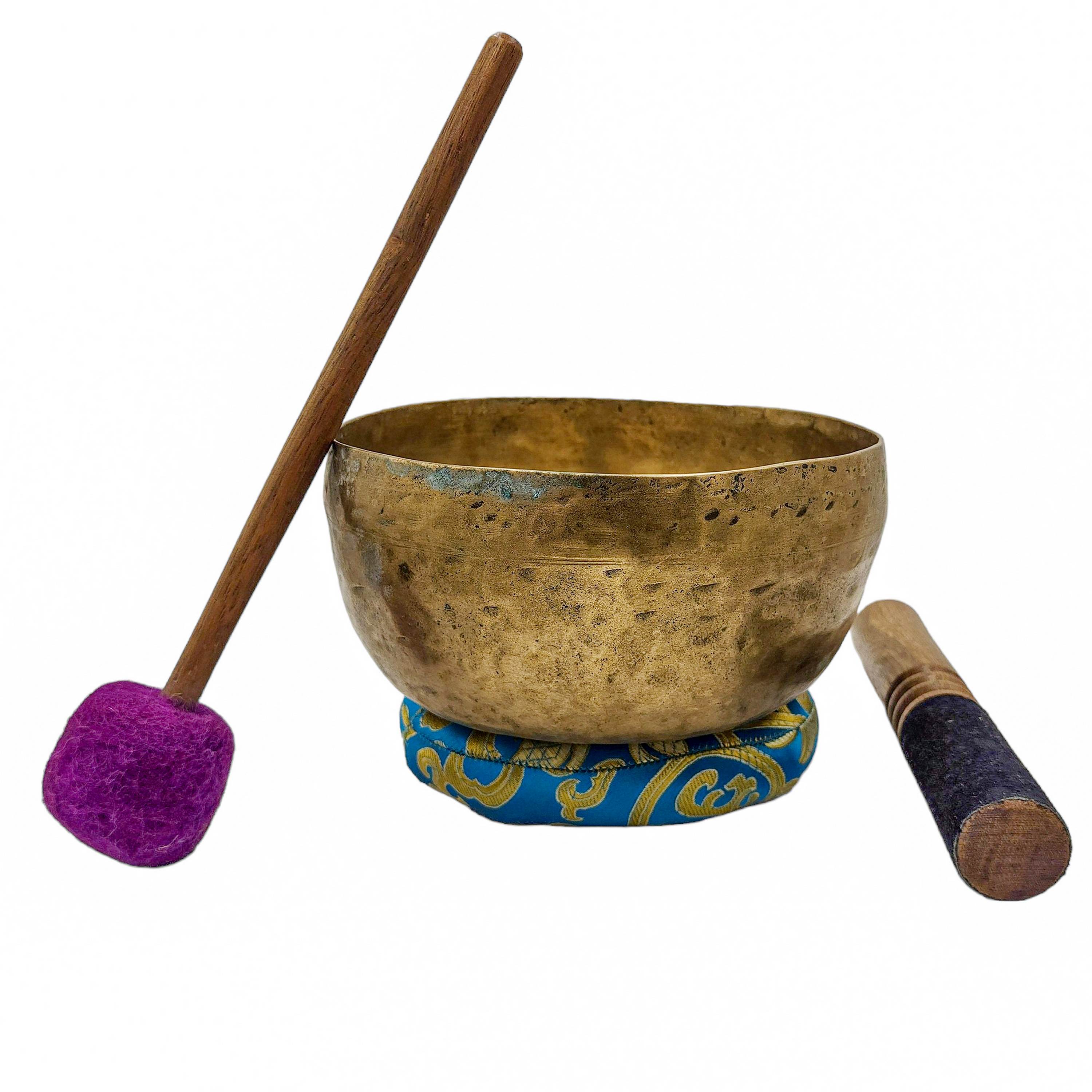 Kopre Singing Bowl, Buddhist Hand Beaten, Antique Finishing