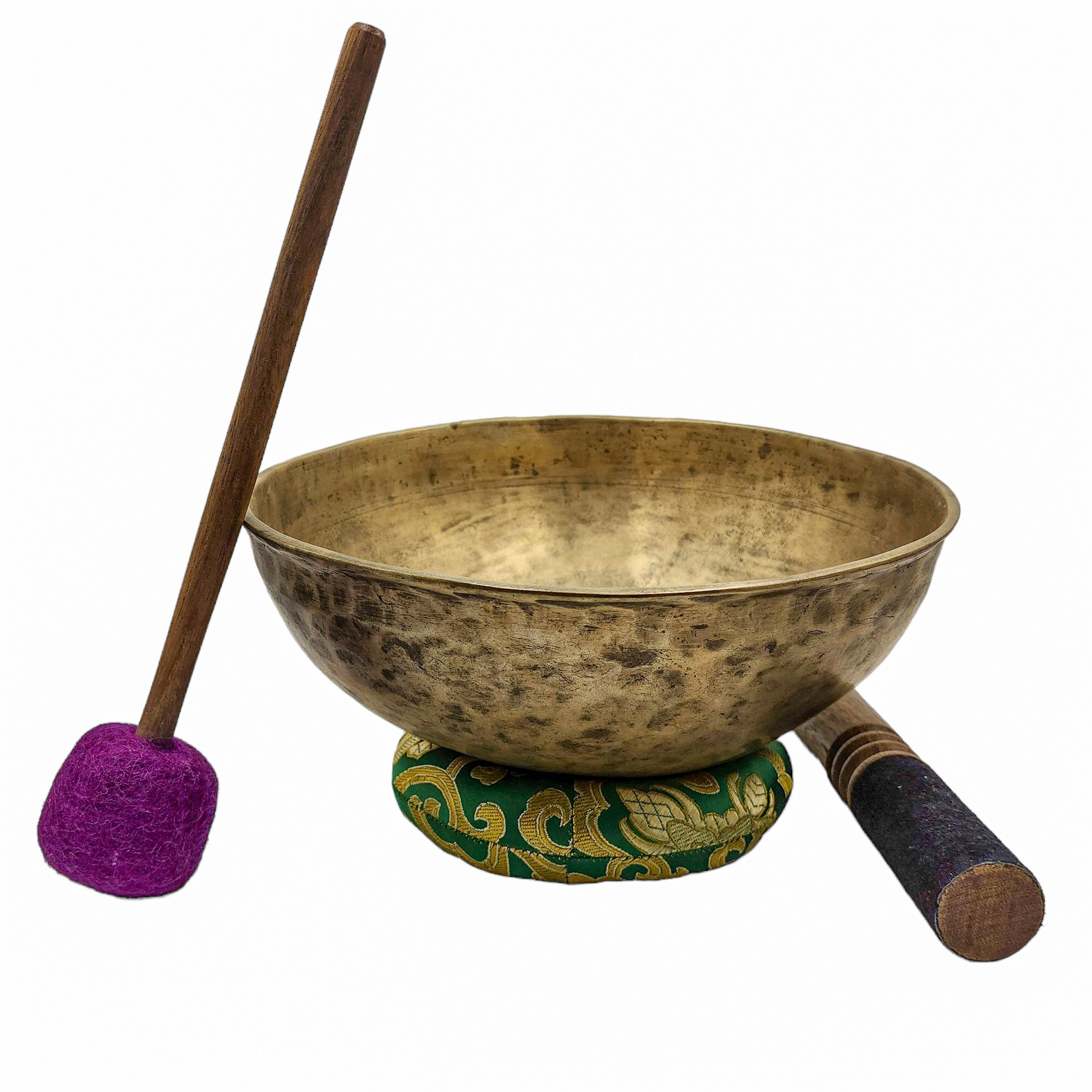 Jambati Singing Bowl, Buddhist Hand Beaten, Antique Finishing