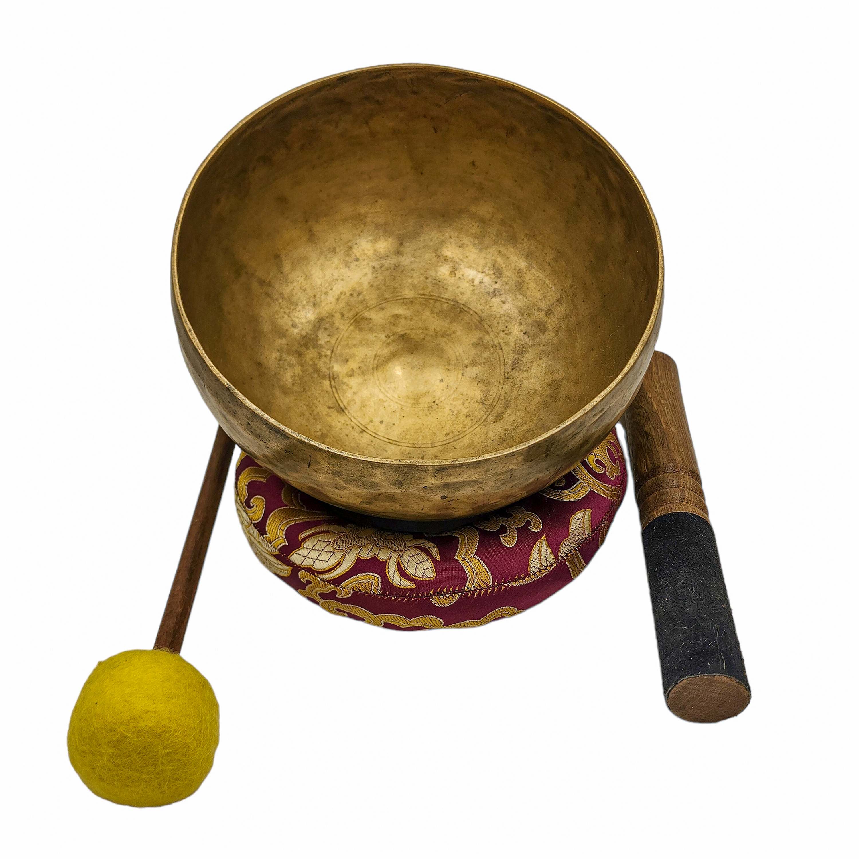 Kopre Singing Bowl, Buddhist Hand Beaten, Antique Finishing, select Accessories
