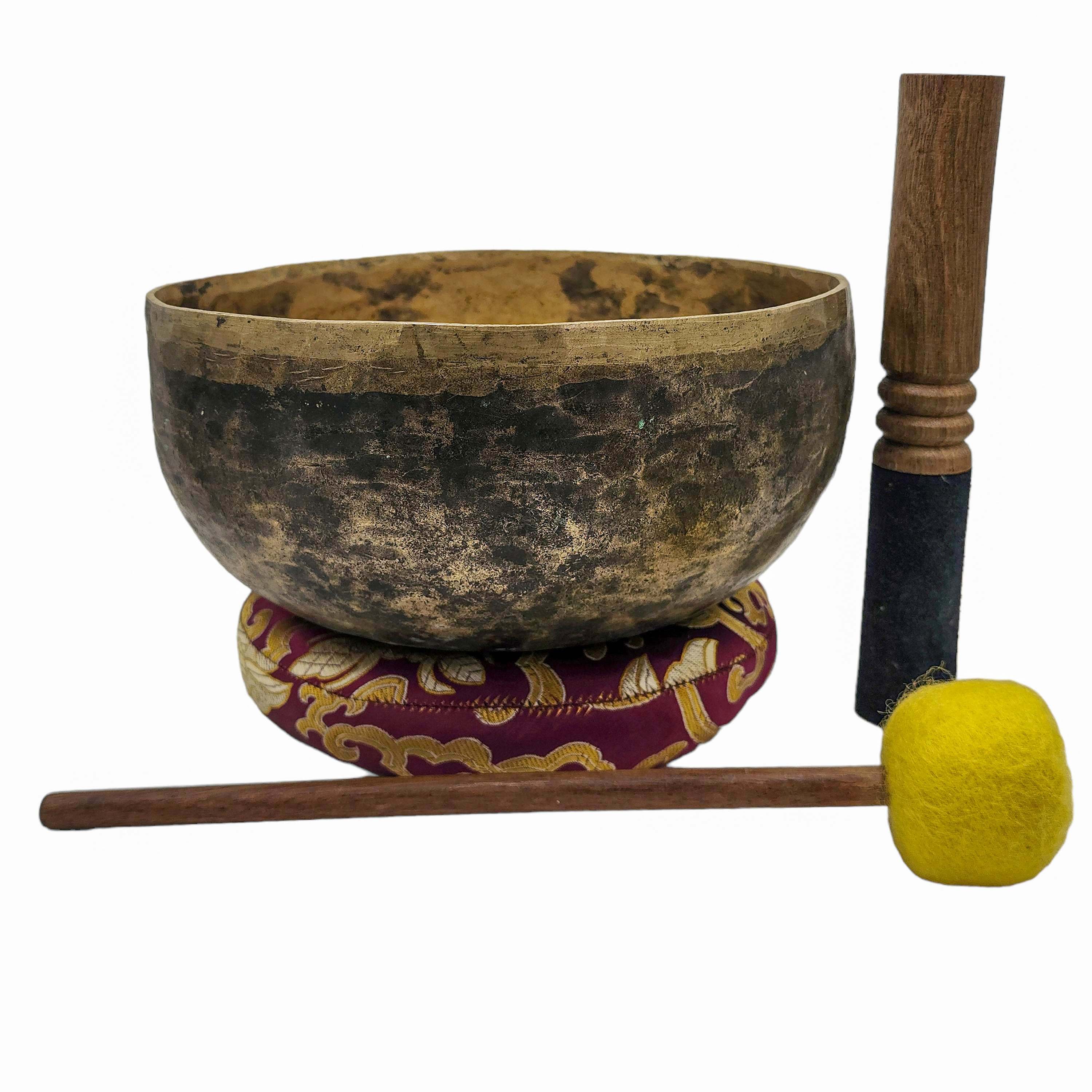 Kopre Singing Bowl, Buddhist Hand Beaten, Antique Finishing