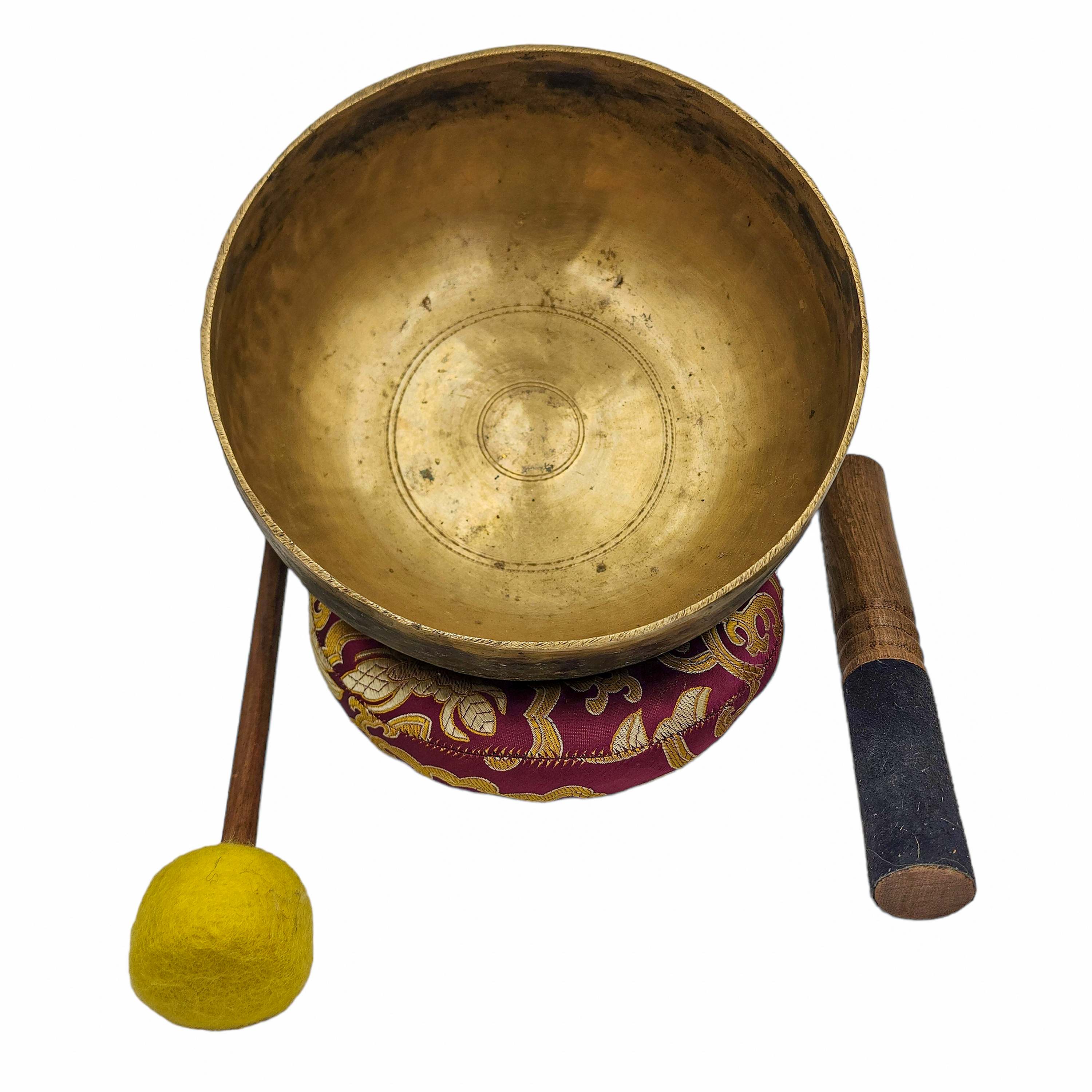 Kopre Singing Bowl, Buddhist Hand Beaten, Antique Finishing