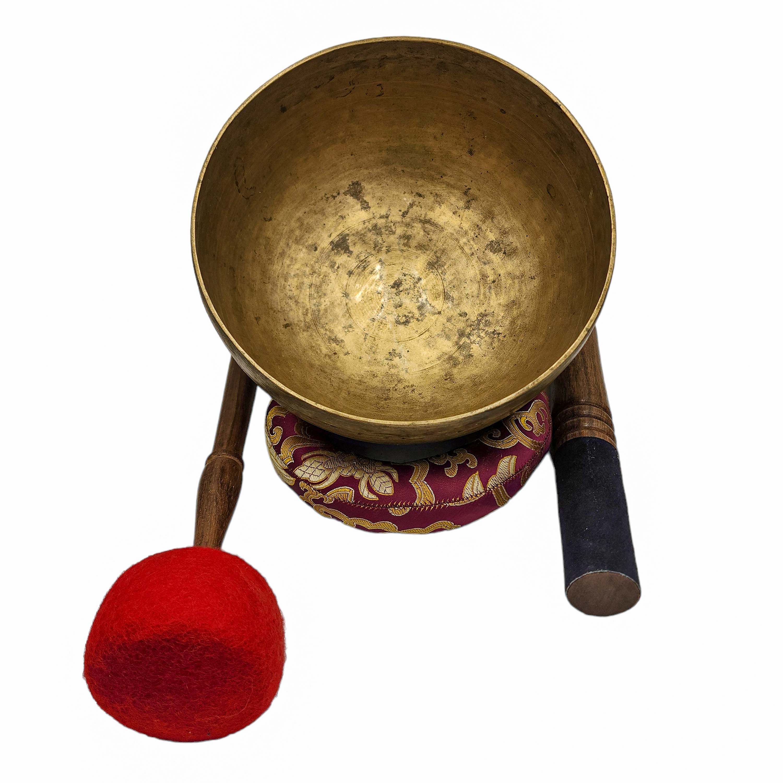 Kopre Singing Bowl, Buddhist Hand Beaten, Antique Finishing, select Accessories