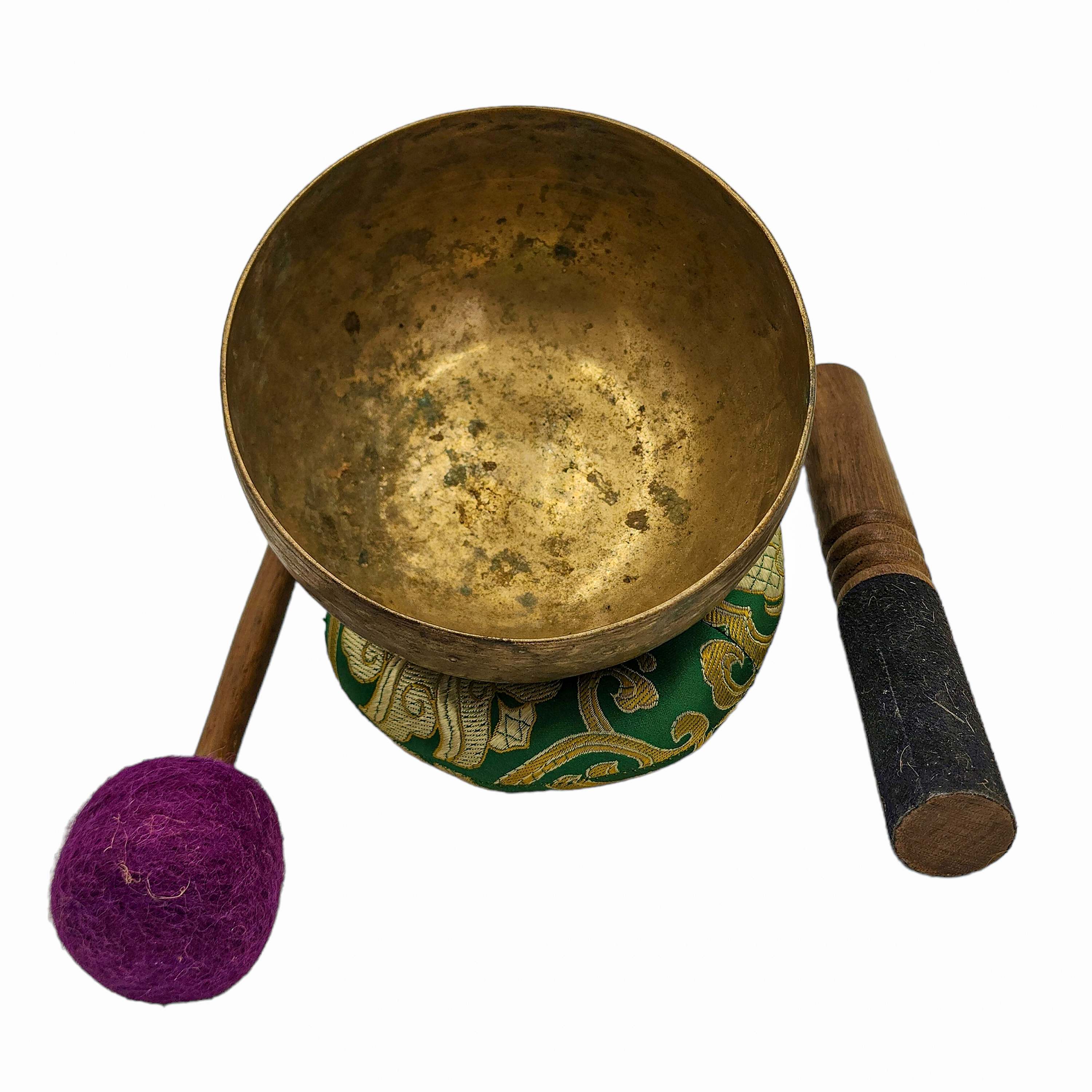 Kopre Singing Bowl, Buddhist Hand Beaten, Antique Finishing, select Accessories