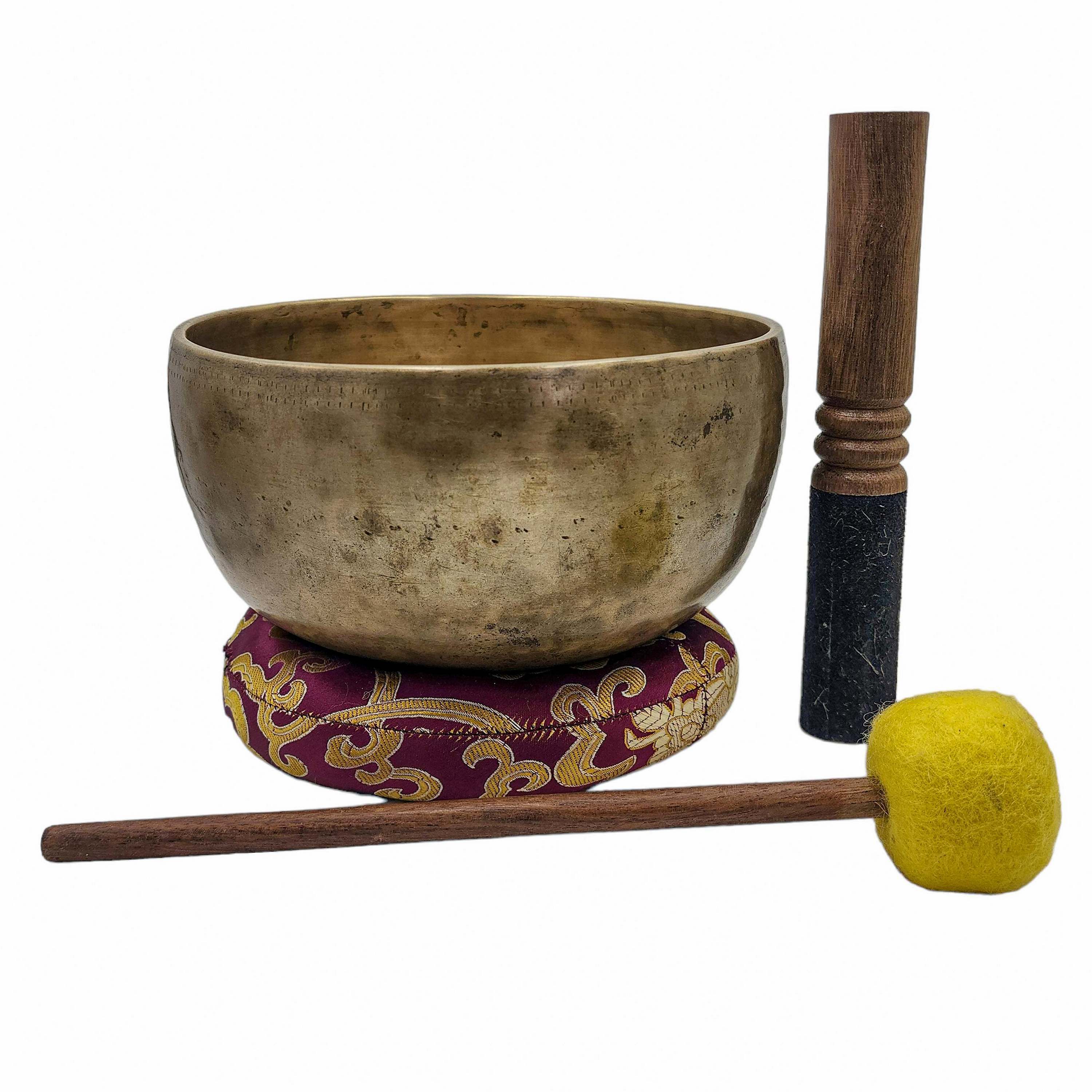 Jambati Singing Bowl, Buddhist Hand Beaten, Antique Finishing
