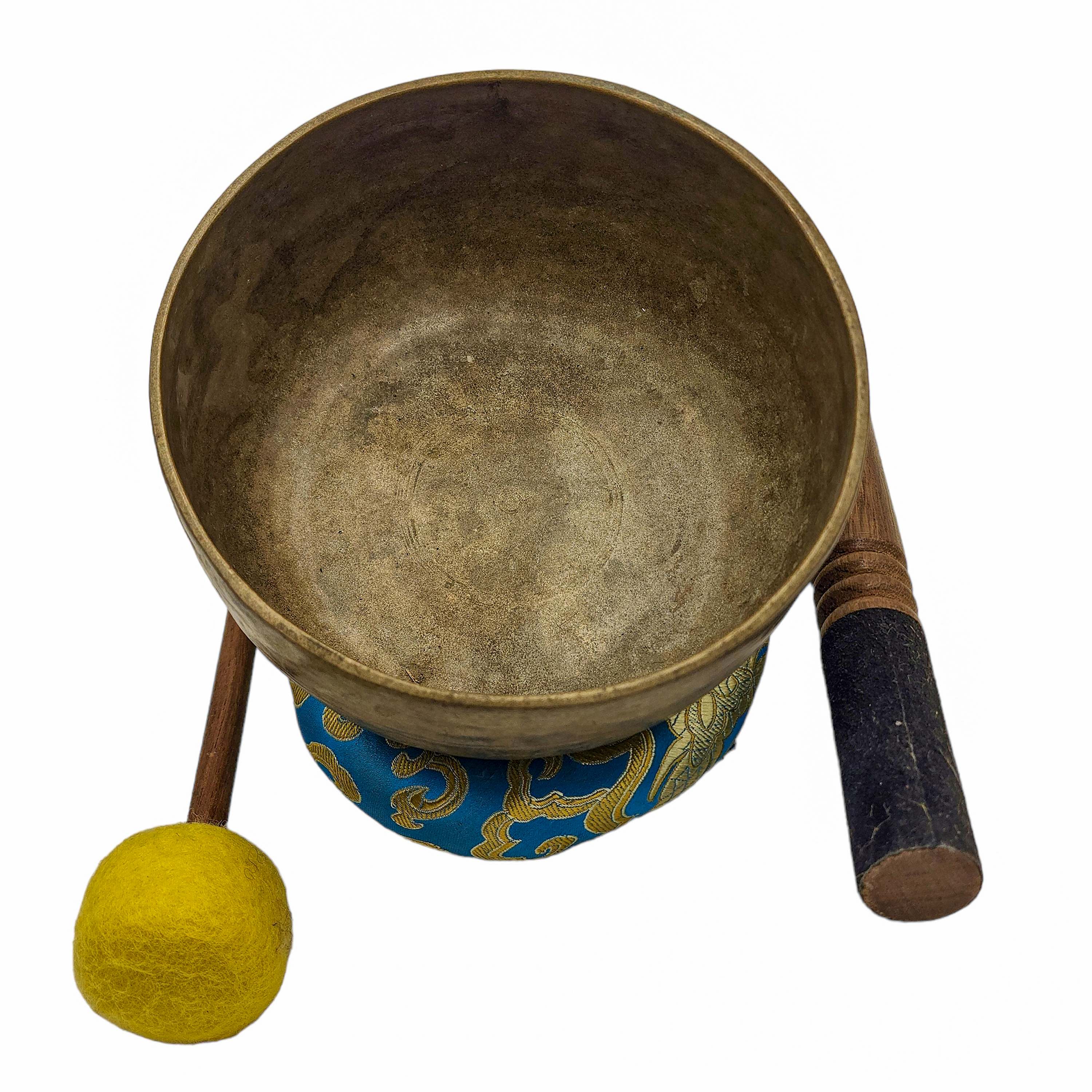 singing Bowl, Buddhist Hand Beaten, Antique Finishing, select Accessories