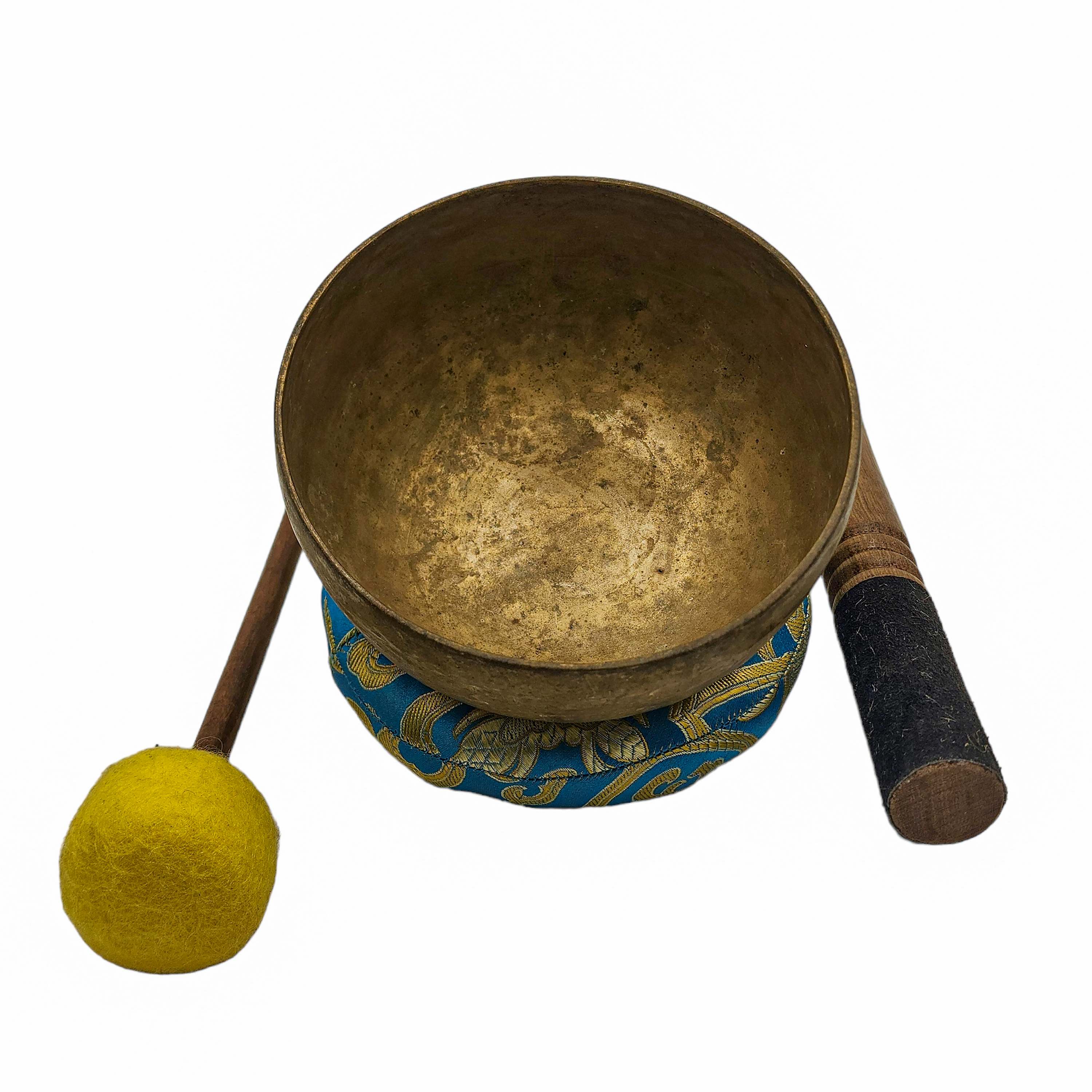 Kopre Singing Bowl, Buddhist Hand Beaten, Antique Finishing, select Accessories