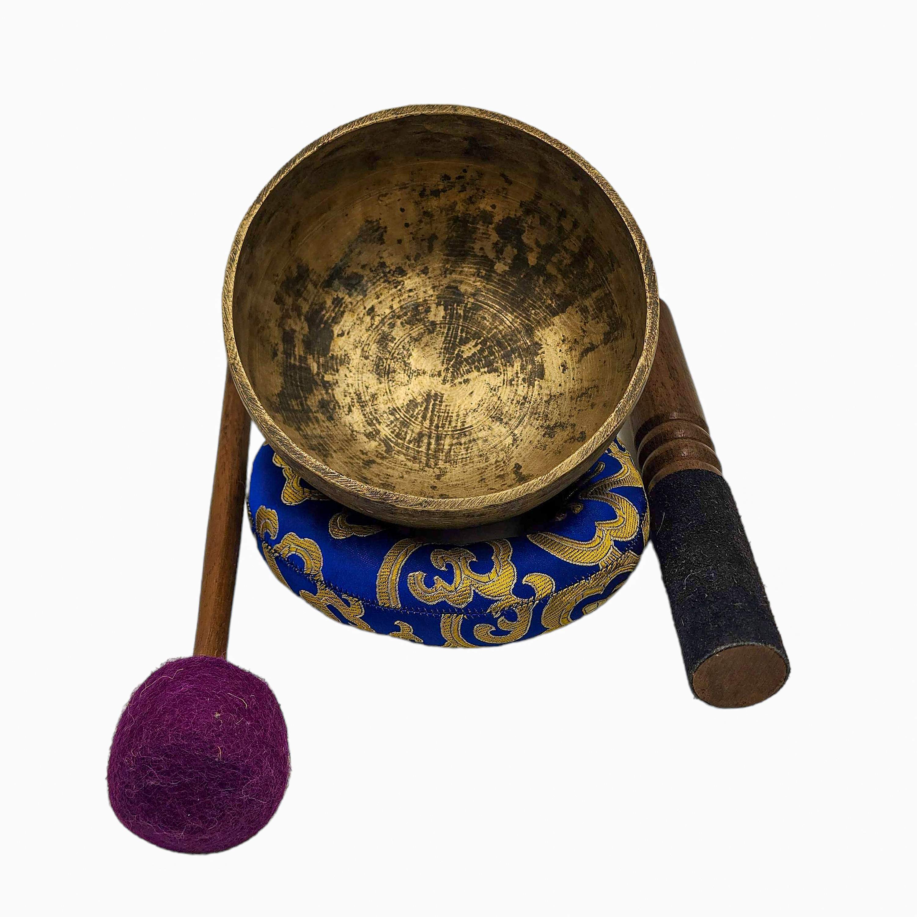 Kopre Singing Bowl, Buddhist Hand Beaten, Antique Finishing, select Accessories