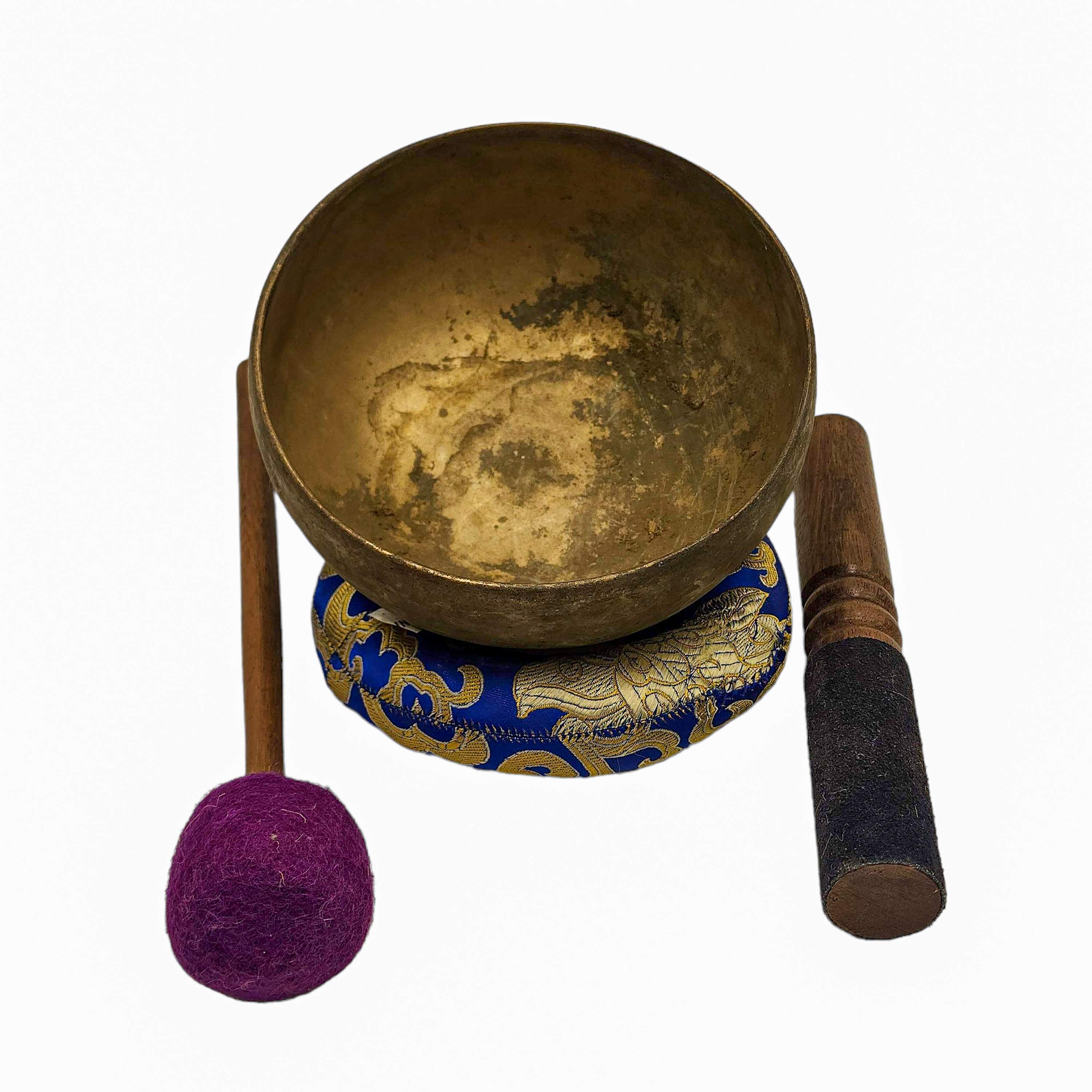 Kopre Singing Bowl, Buddhist Hand Beaten, Antique Finishing, select Accessories