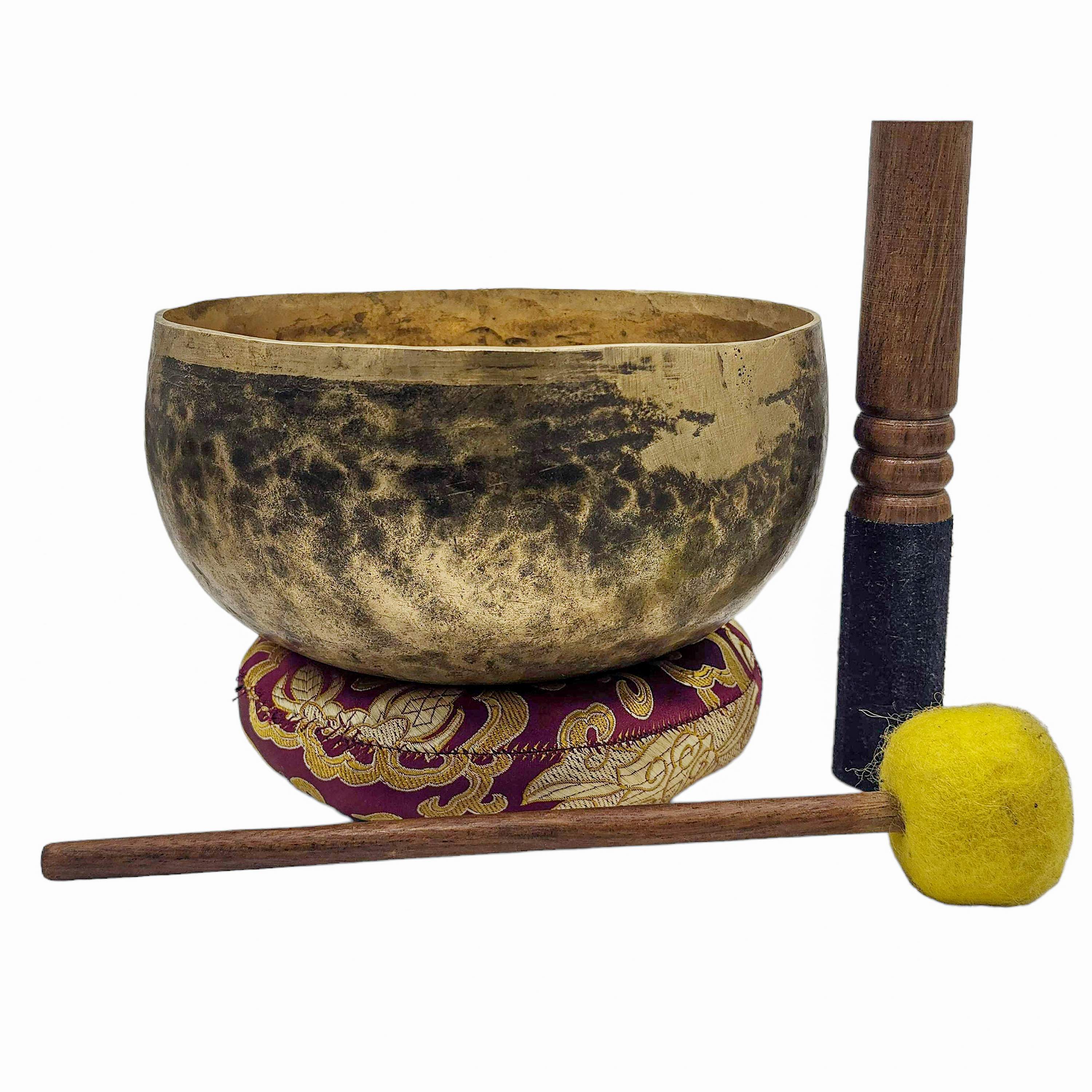 Kopre Singing Bowl, Buddhist Hand Beaten, Antique Finishing