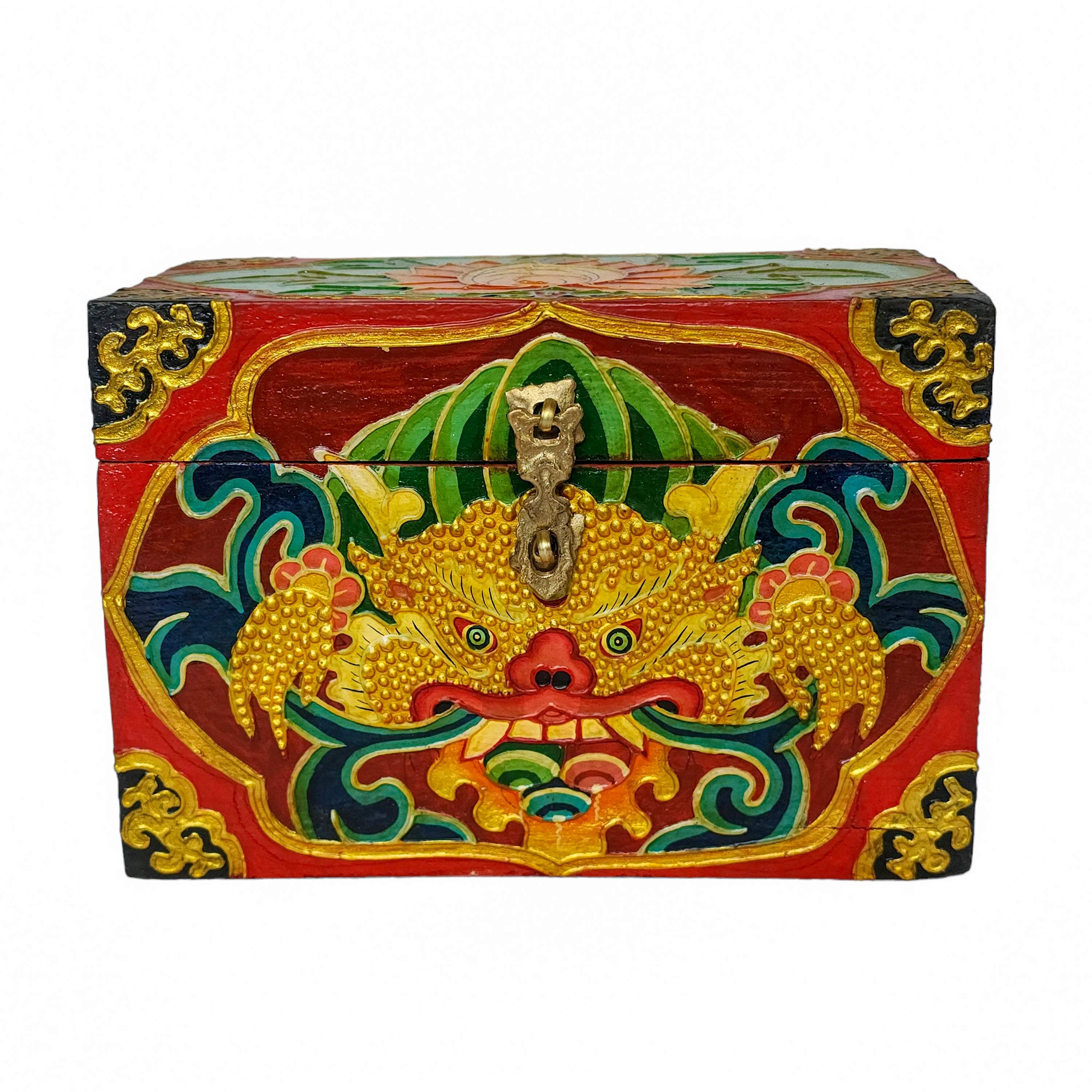 Tibetan Ritual Wooden Box, <span Style=