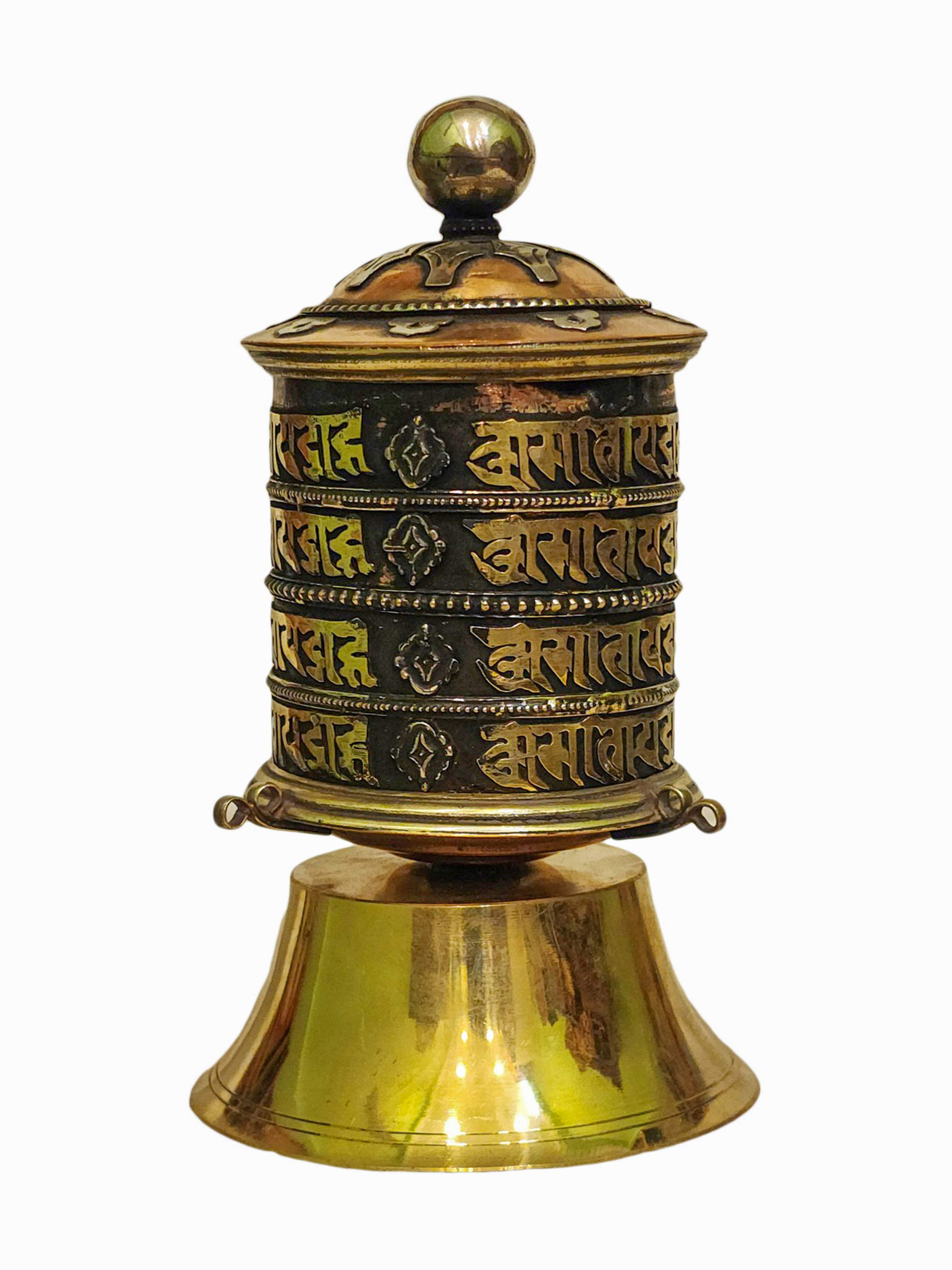 Table Top Prayer Wheel, Buddhist Handmade Prayer Wheel, <span Style=