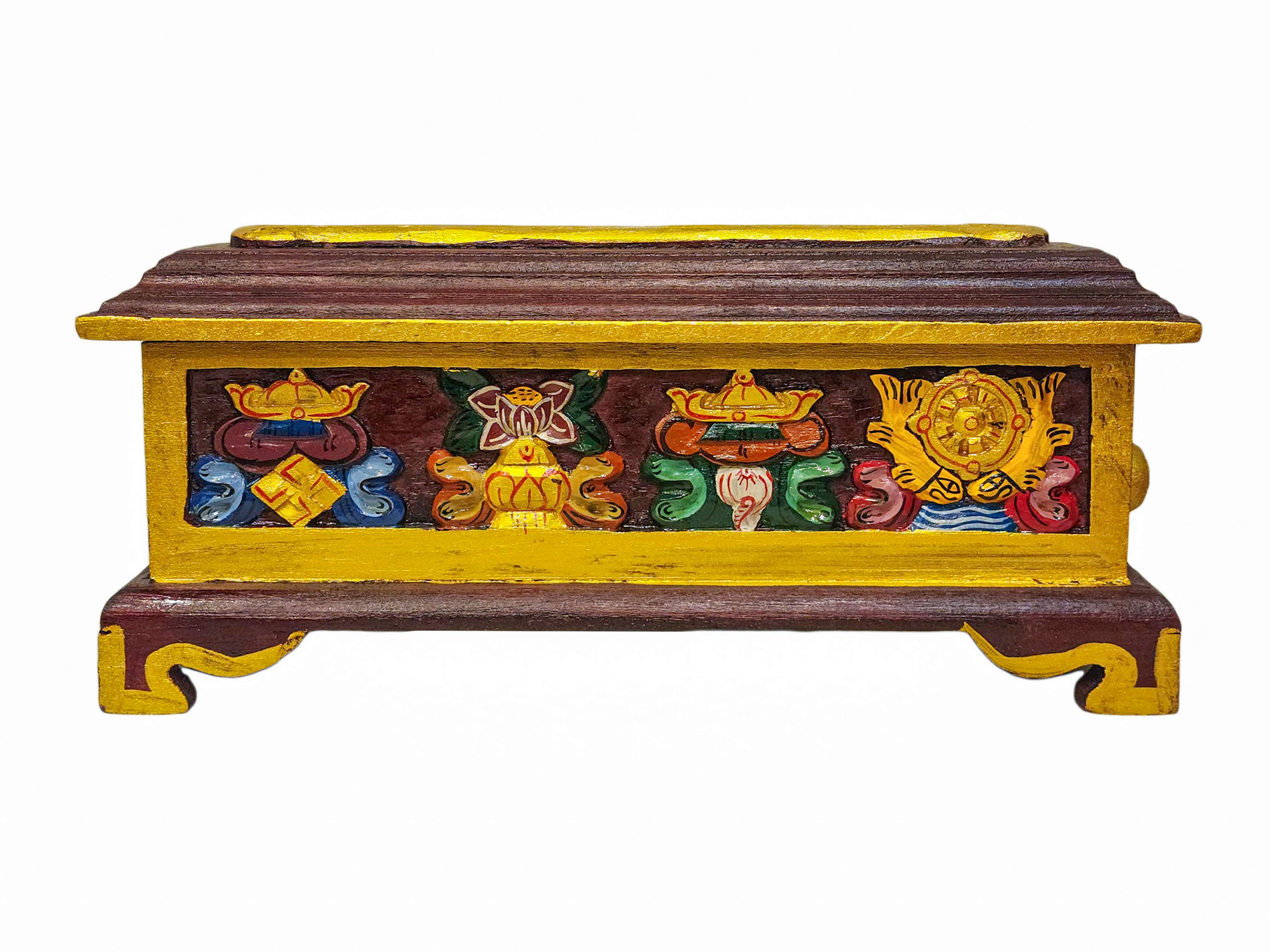 Tibetan Ritual Wooden Incense Burner, Traditional Color Painted