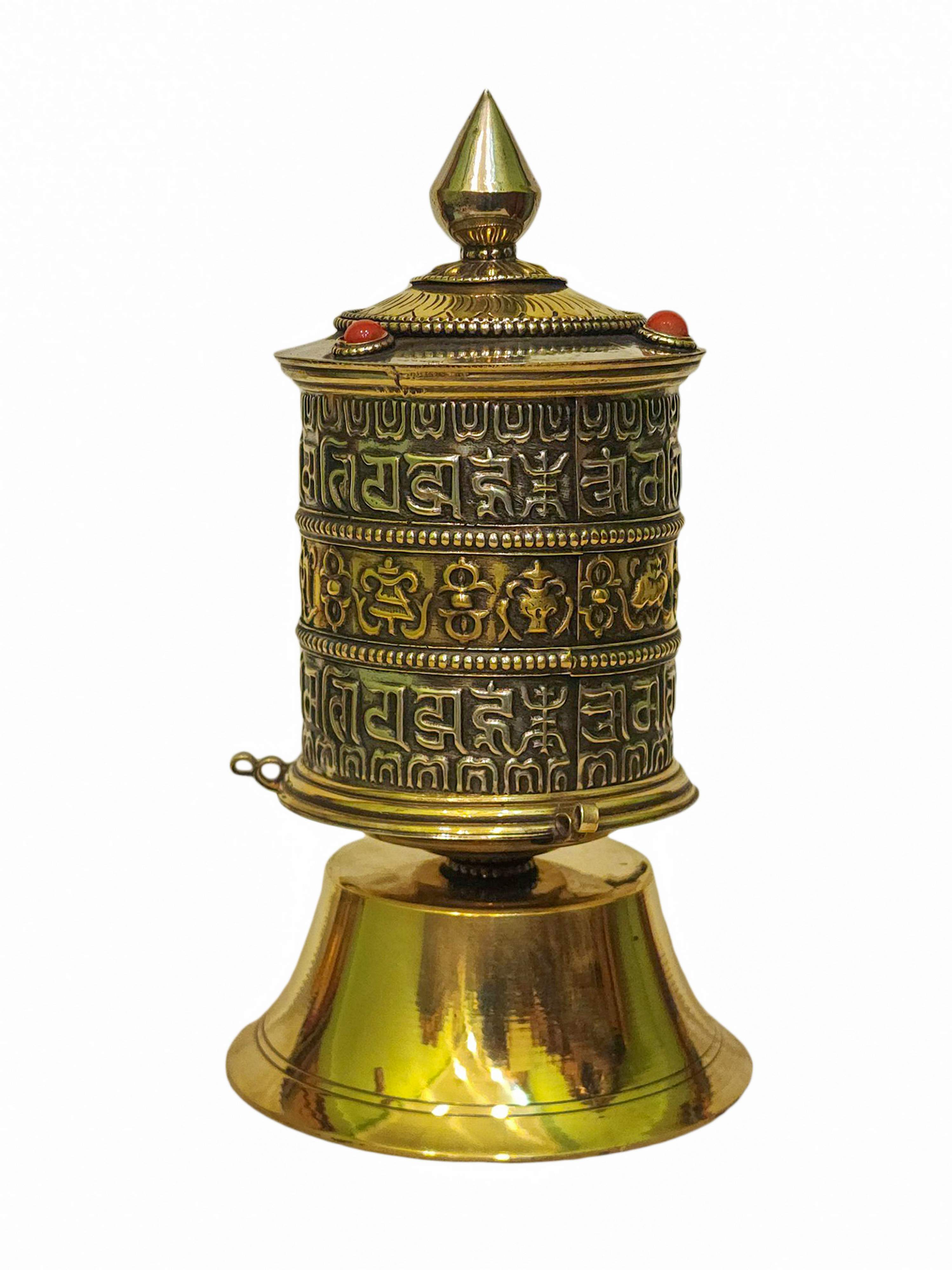 Table Top Prayer Wheel, Buddhist Handmade Prayer Wheel, <span Style=