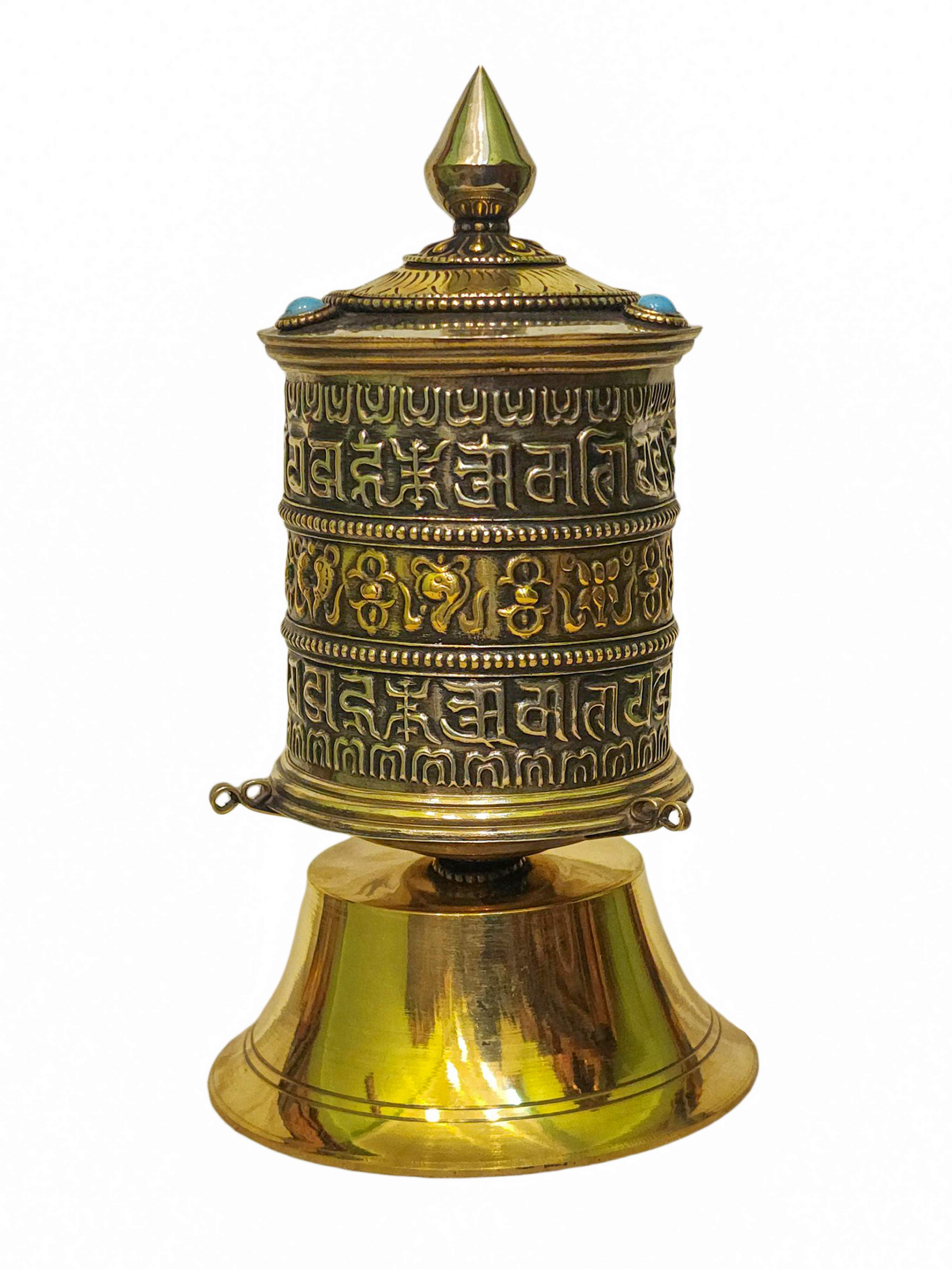 Table Top Prayer Wheel, Buddhist Handmade Prayer Wheel, <span Style=