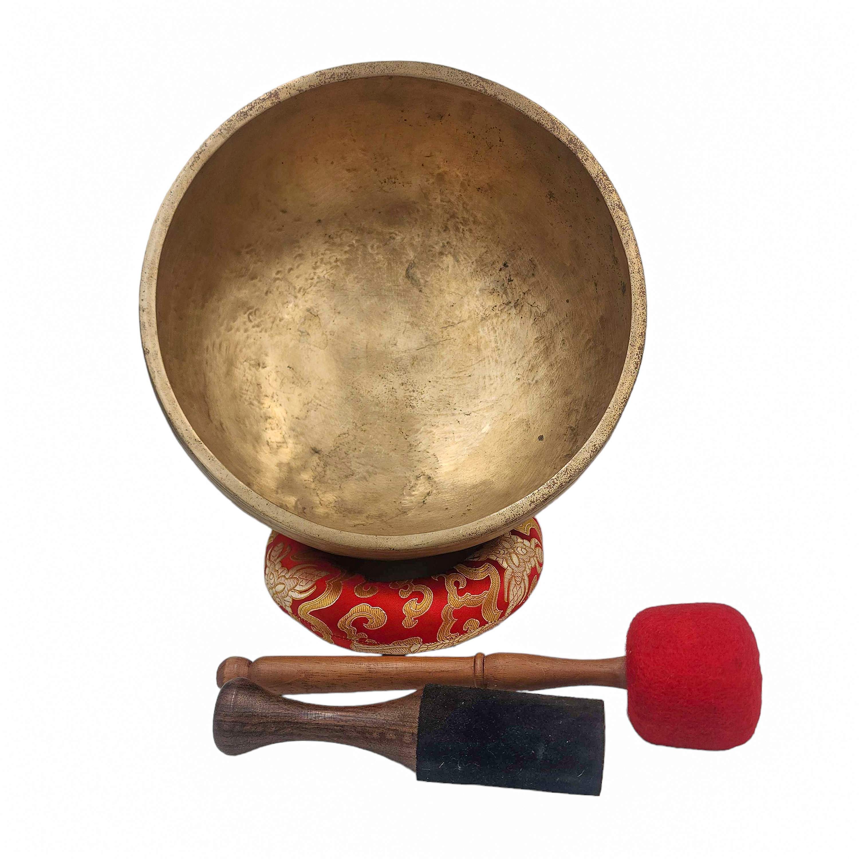 Kopre Singing Bowl, Buddhist Hand Beaten, Antique Finishing, select Accessories