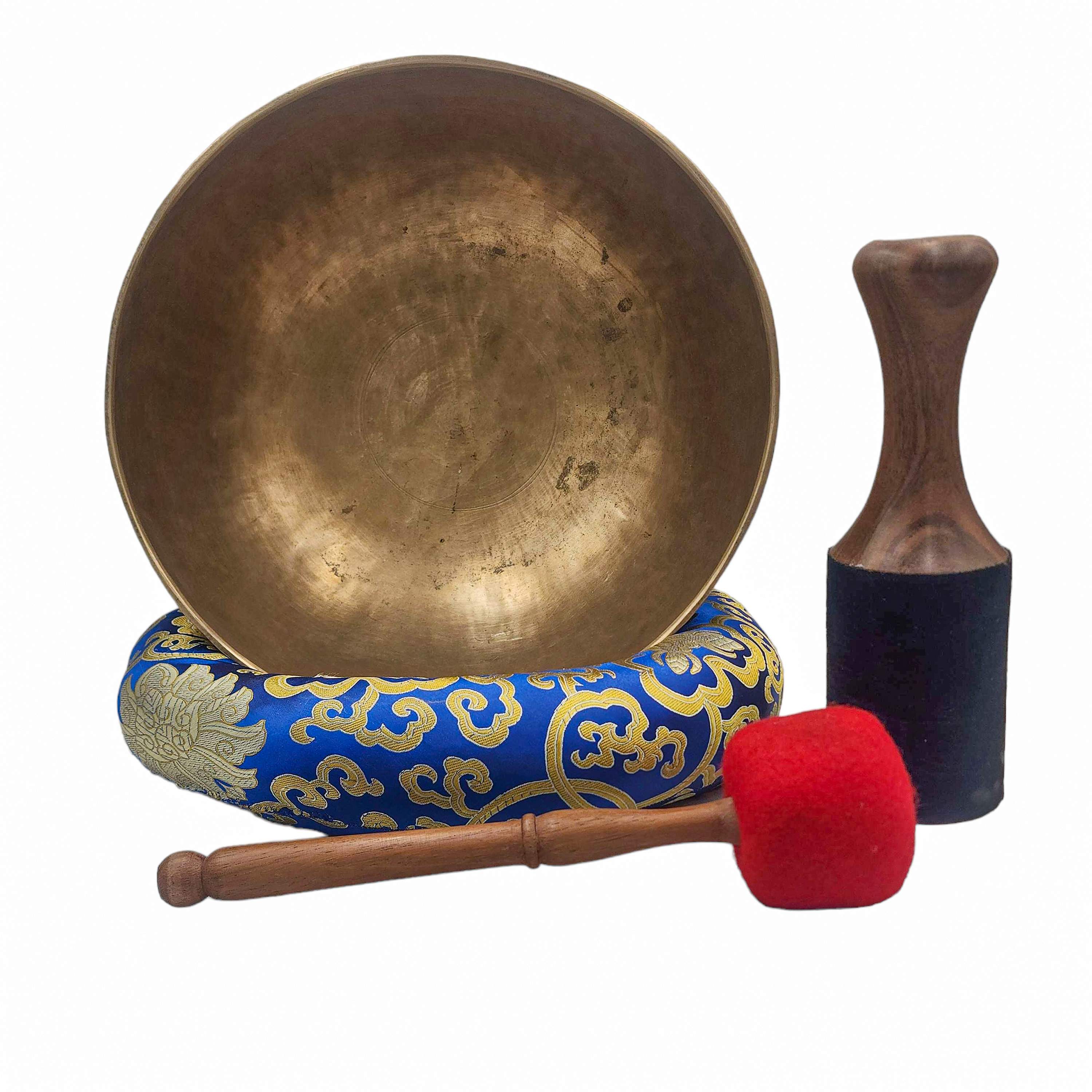 Kopre Singing Bowl, Buddhist Hand Beaten, Antique Finishing, select Accessories