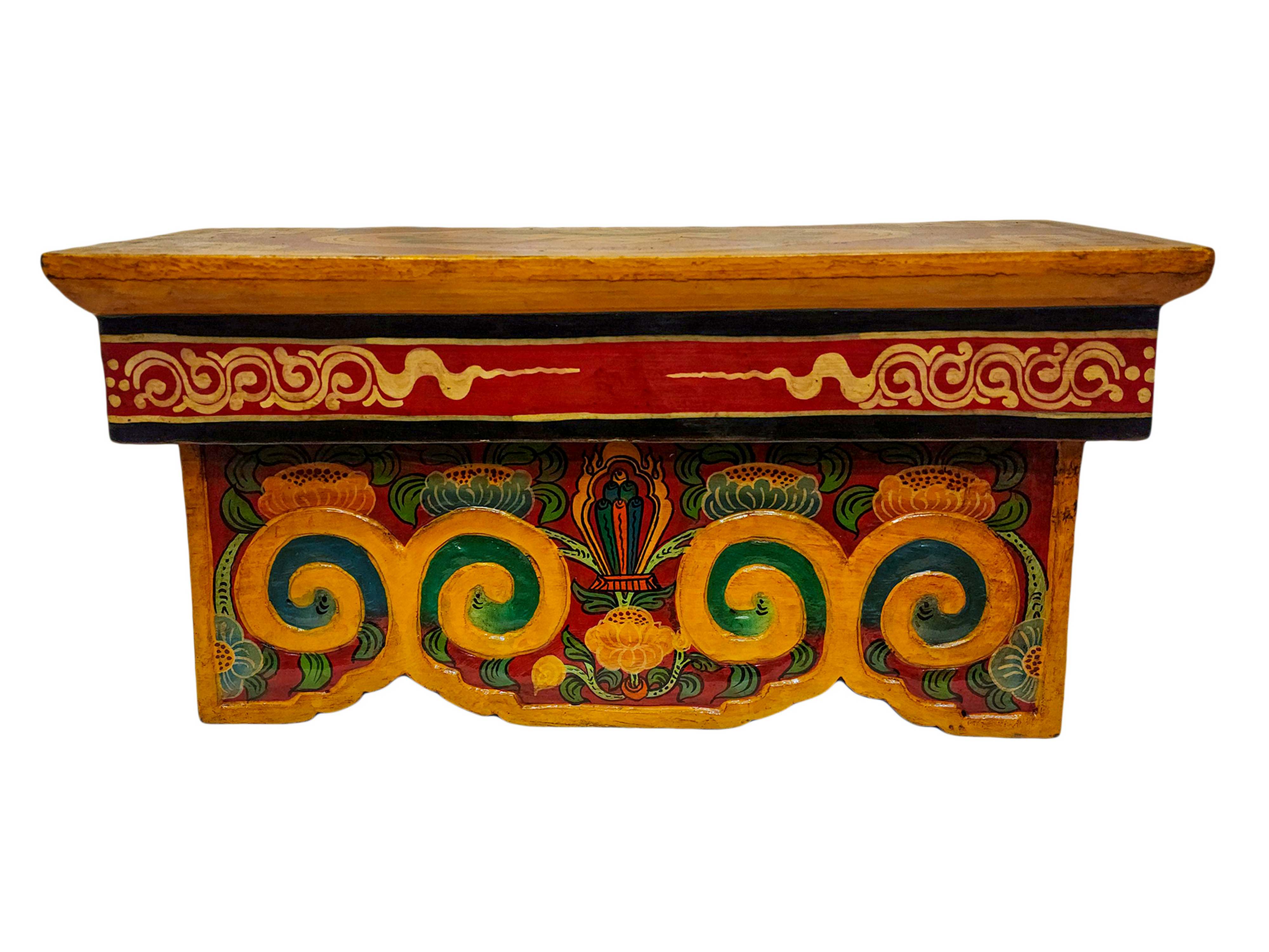 Tibetan Ritual Foldable Table, Traditional Color Painted