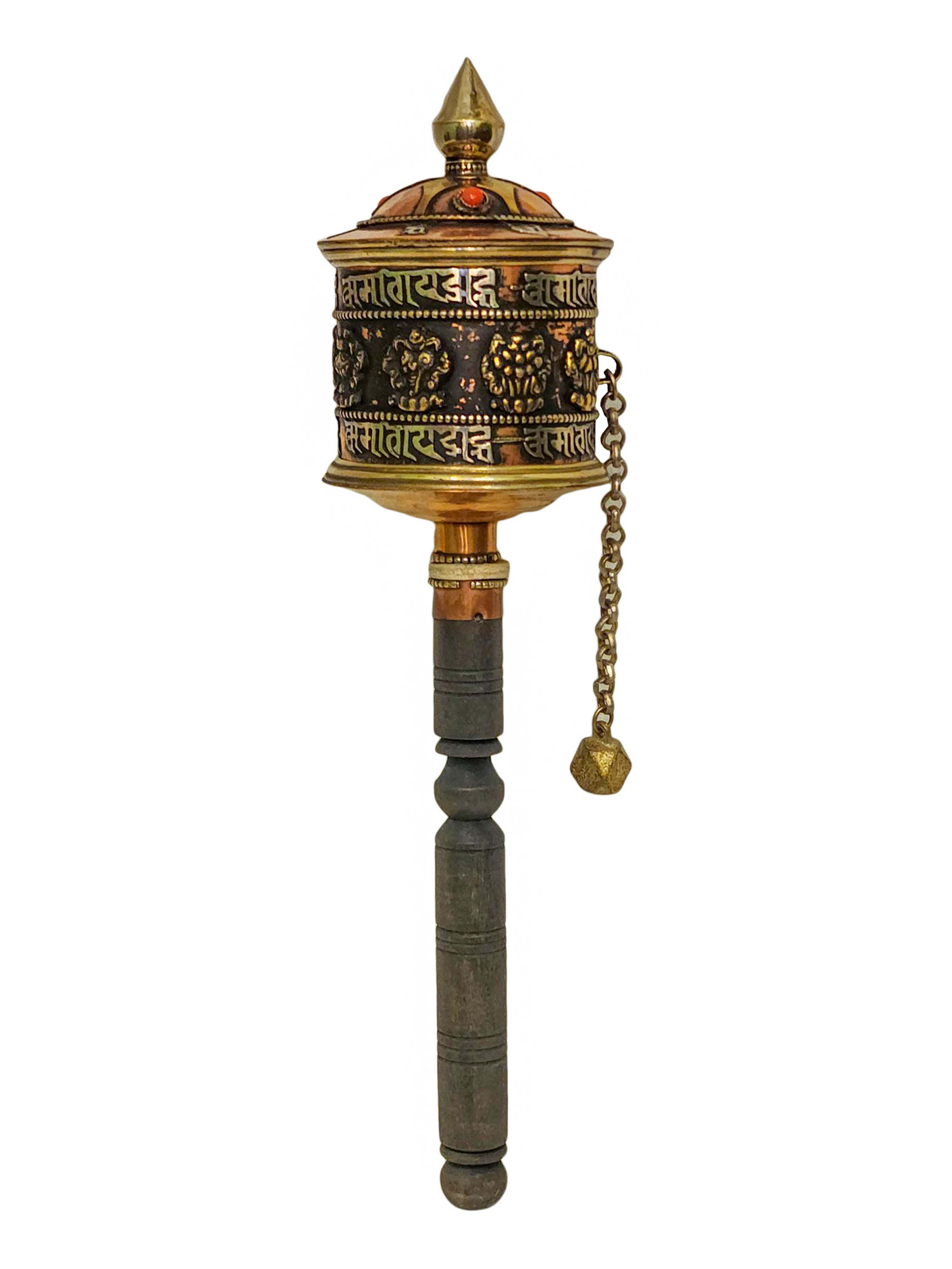 Hand Held Prayer Wheel, Buddhist Handmade Prayer Wheel <span Style=