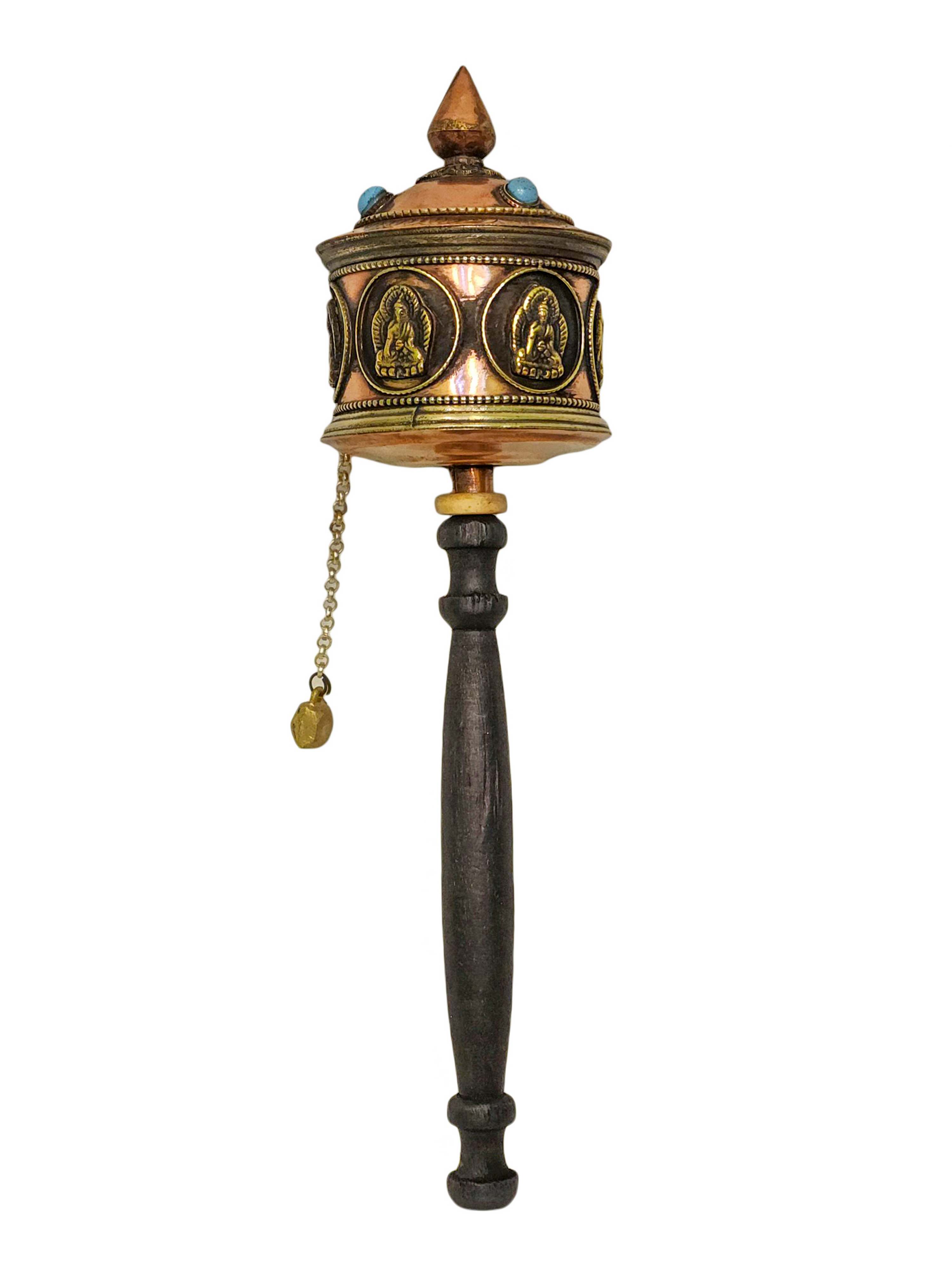 Hand Held Prayer Wheel, Buddhist Handmade Prayer Wheel <span Style=