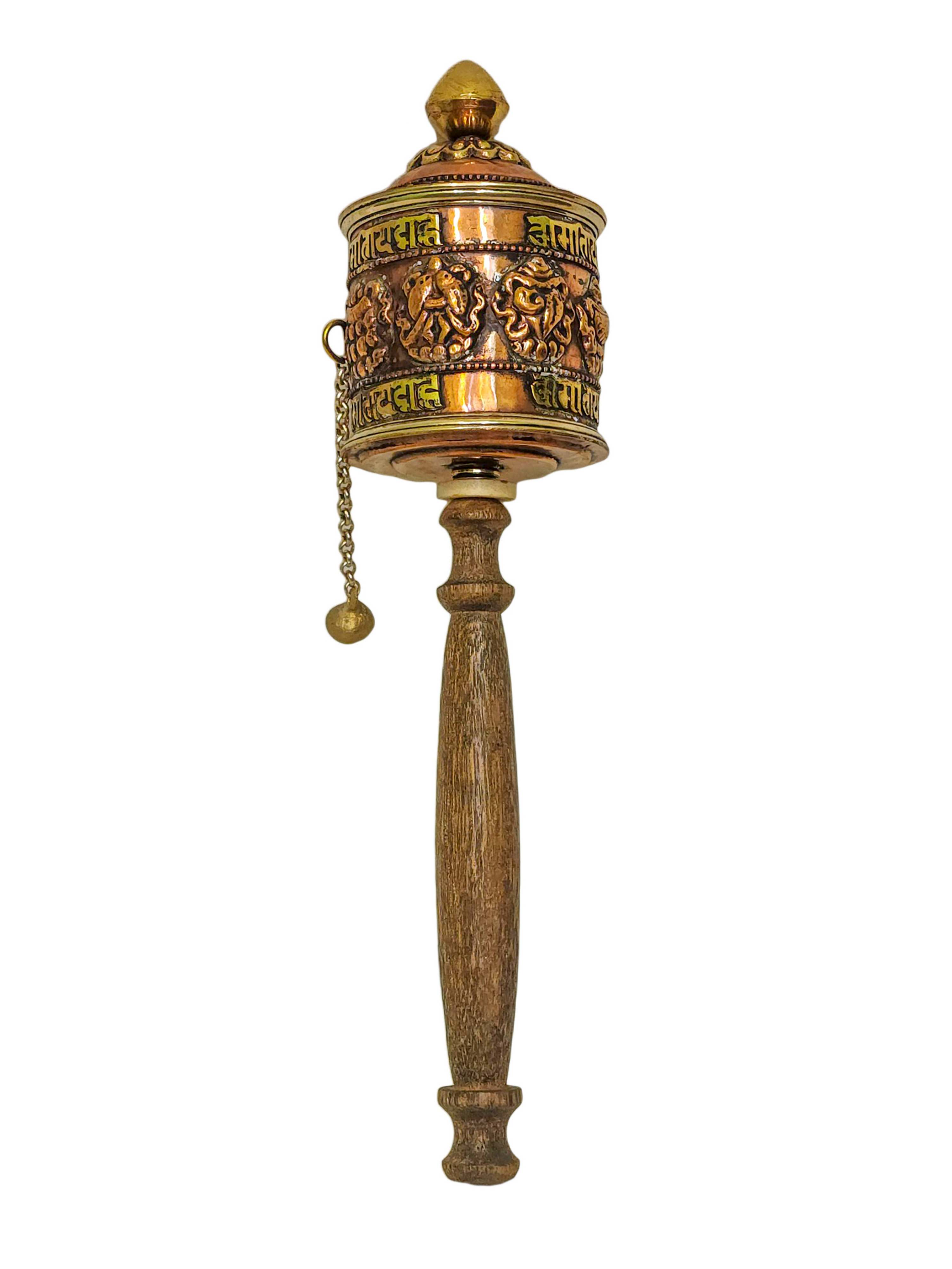 Hand Held Prayer Wheel, Buddhist Handmade Prayer Wheel <span Style=