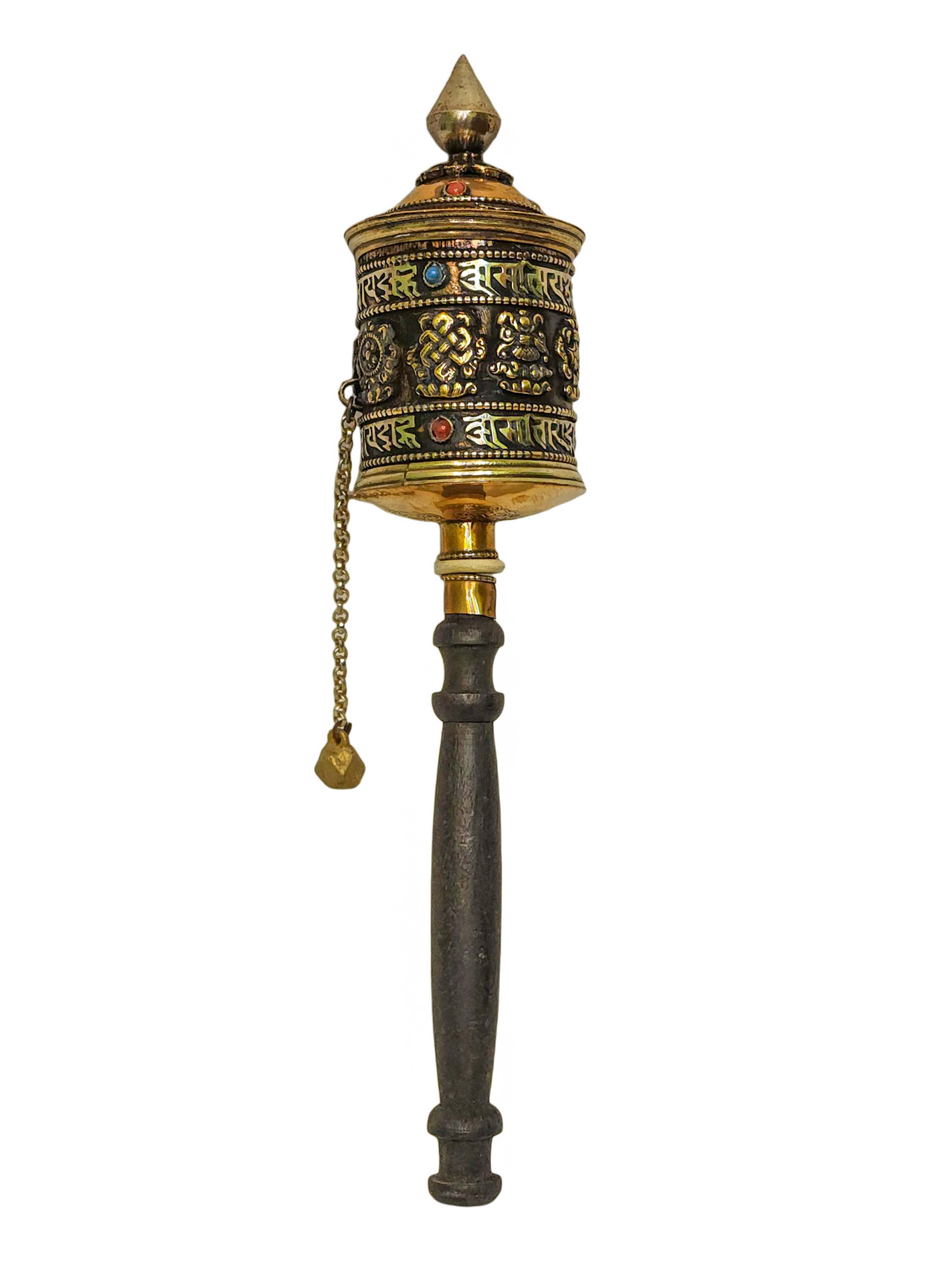 Hand Held Prayer Wheel, Buddhist Handmade Prayer Wheel <span Style=