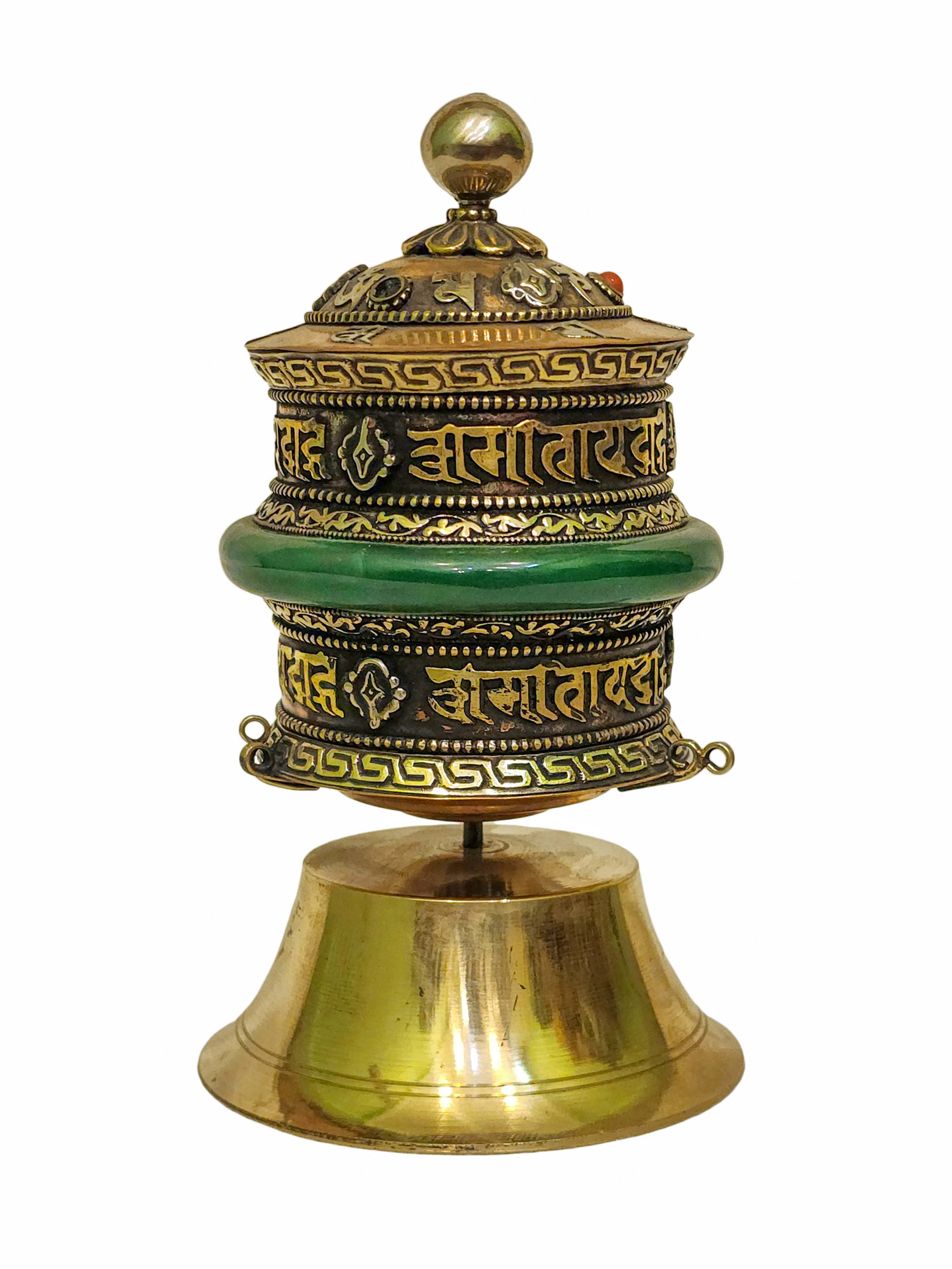Table Top Prayer Wheel, Buddhist Handmade Prayer Wheel <span Style=