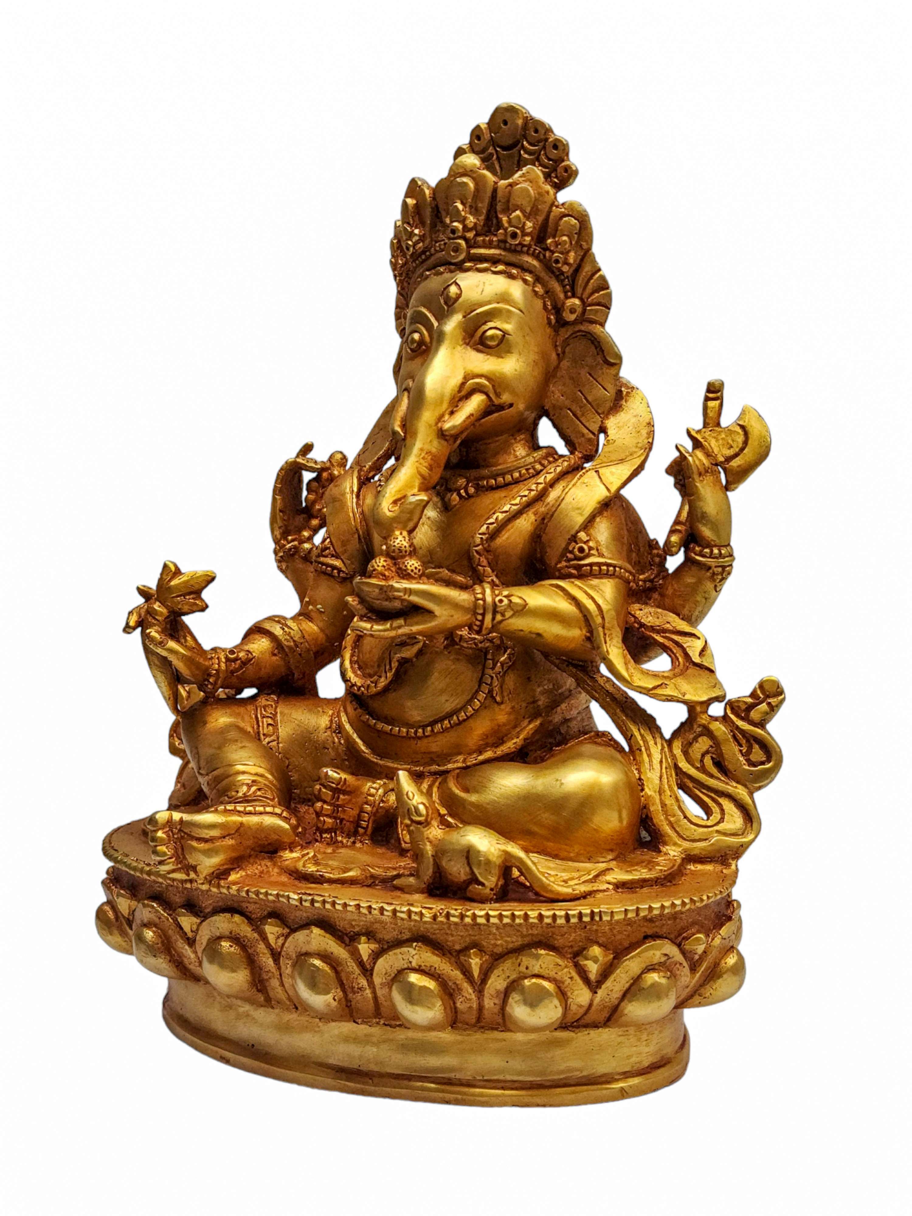 ganesh, Buddhist Handmade Statue, face Painted And gold Plated