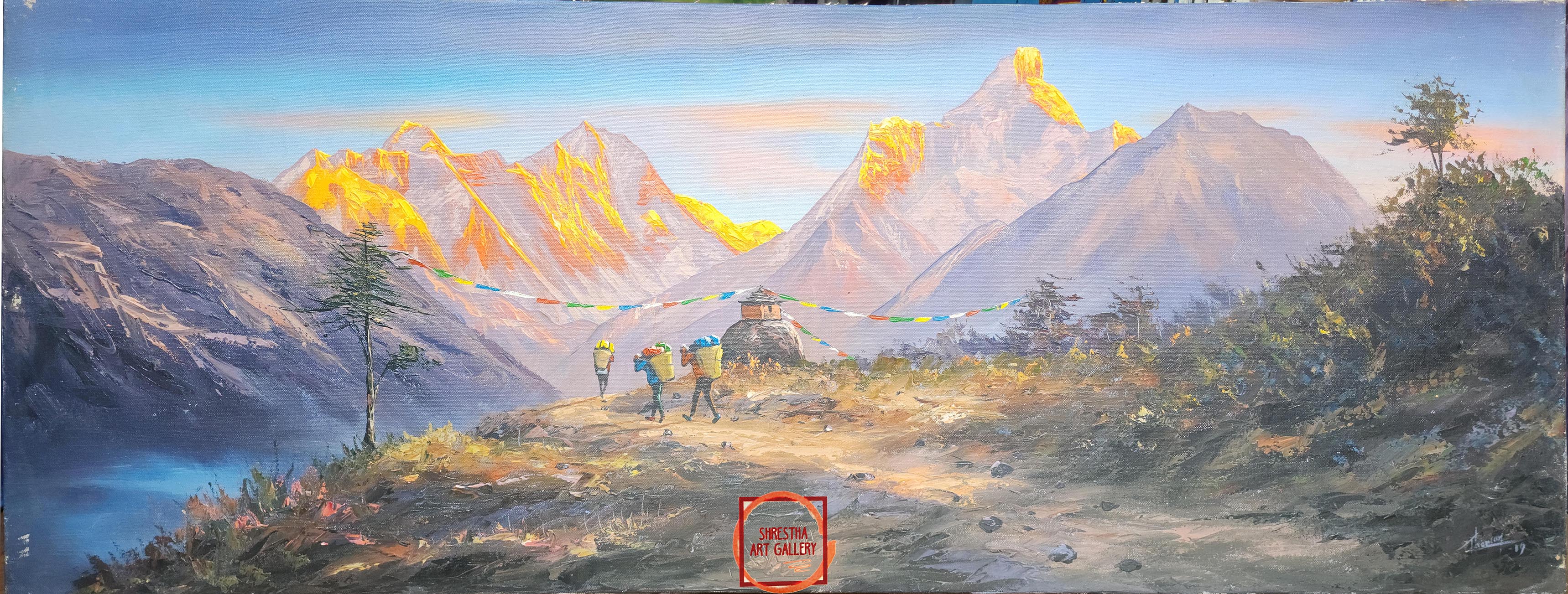 Oil Painting, Mt Everest Trekking Route <span Style=