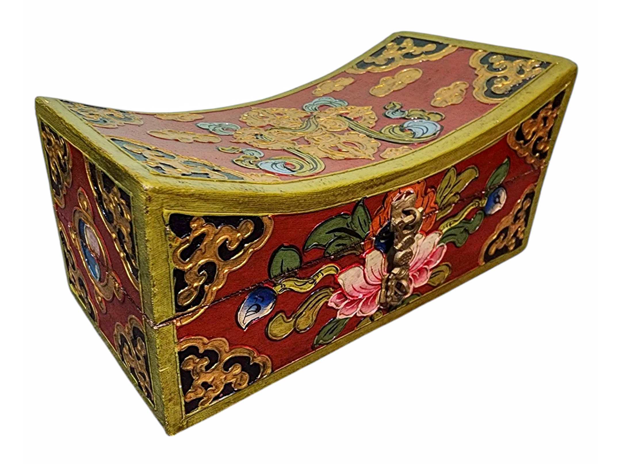 Buddhist Wooden Box, Tibetan Style <span Style=