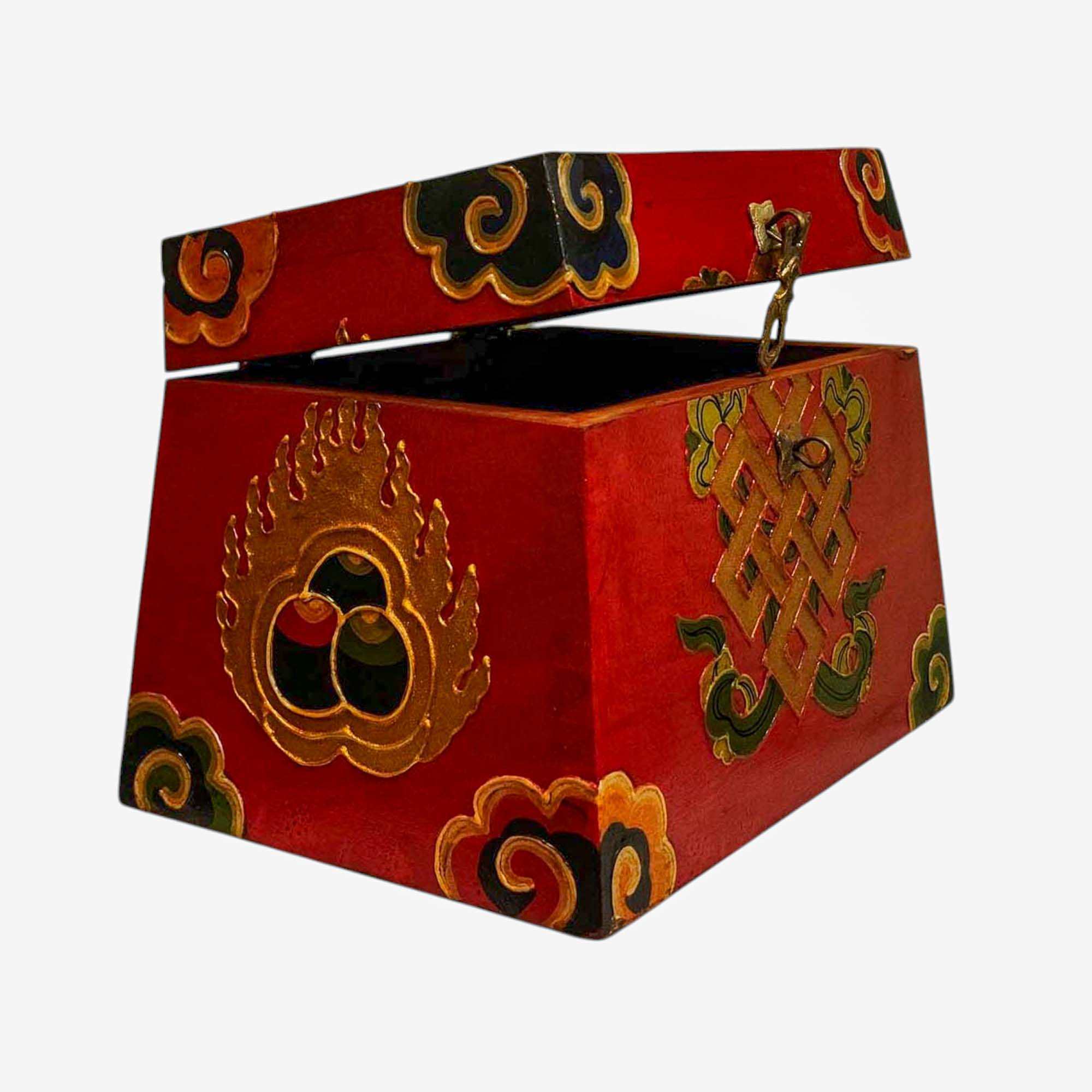 Buddhist Wooden Box, Tibetan Style <span Style=