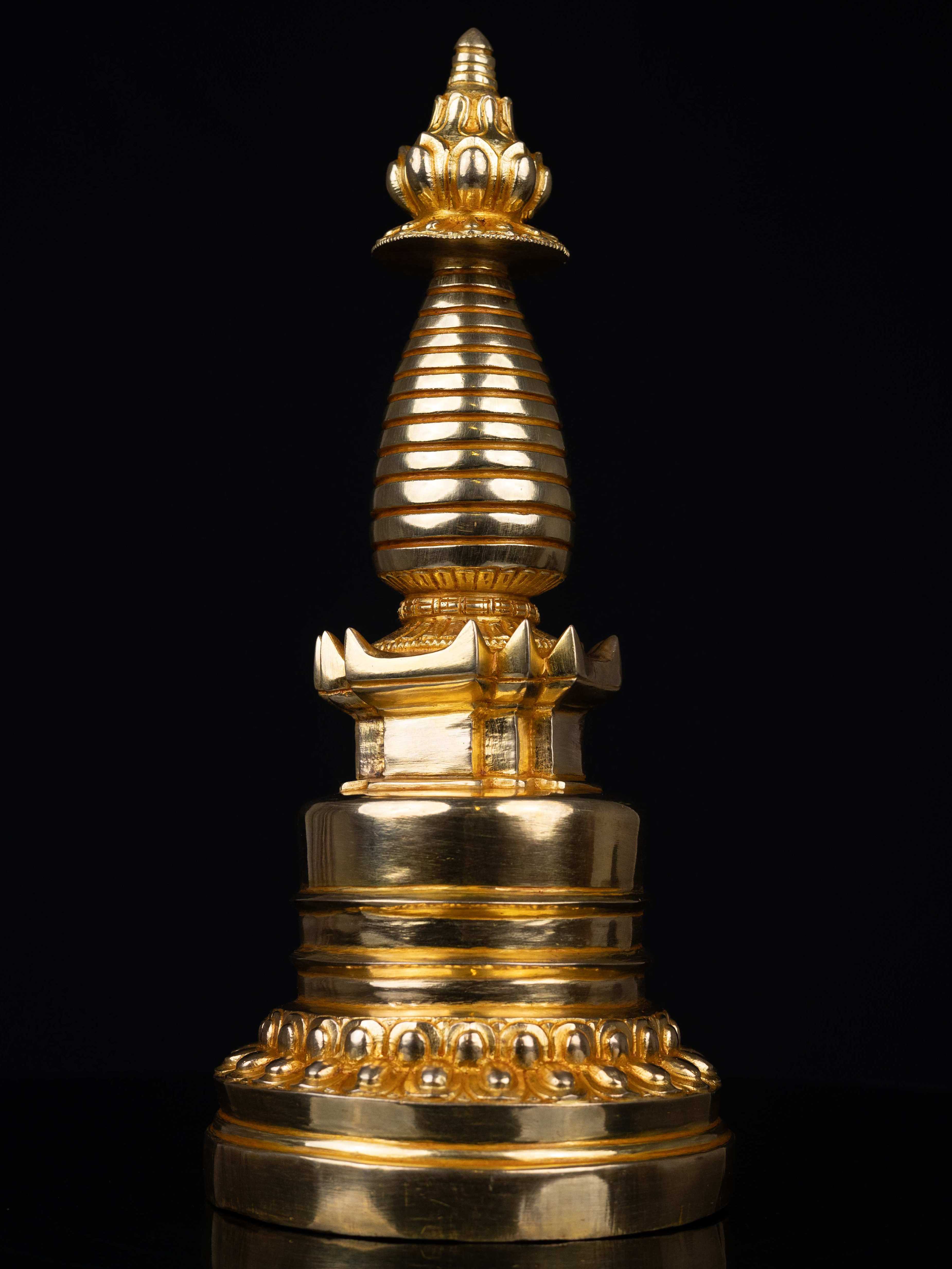 Buddhist Handmade stupa}, full Gold Plated And high Quality