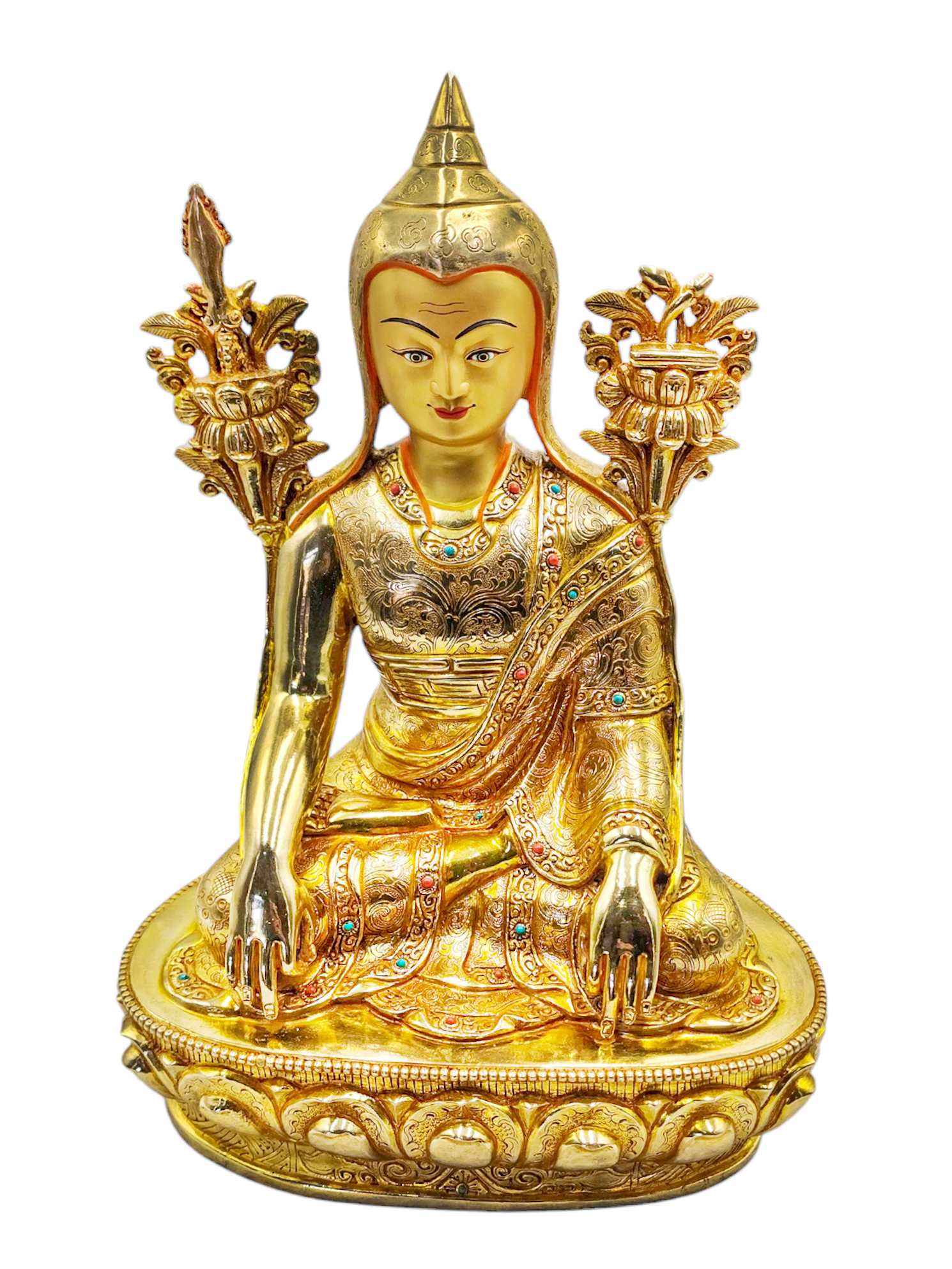 longchenpa, Buddhist Handmade Statue, full Gold Plated, face Painted And high Quality